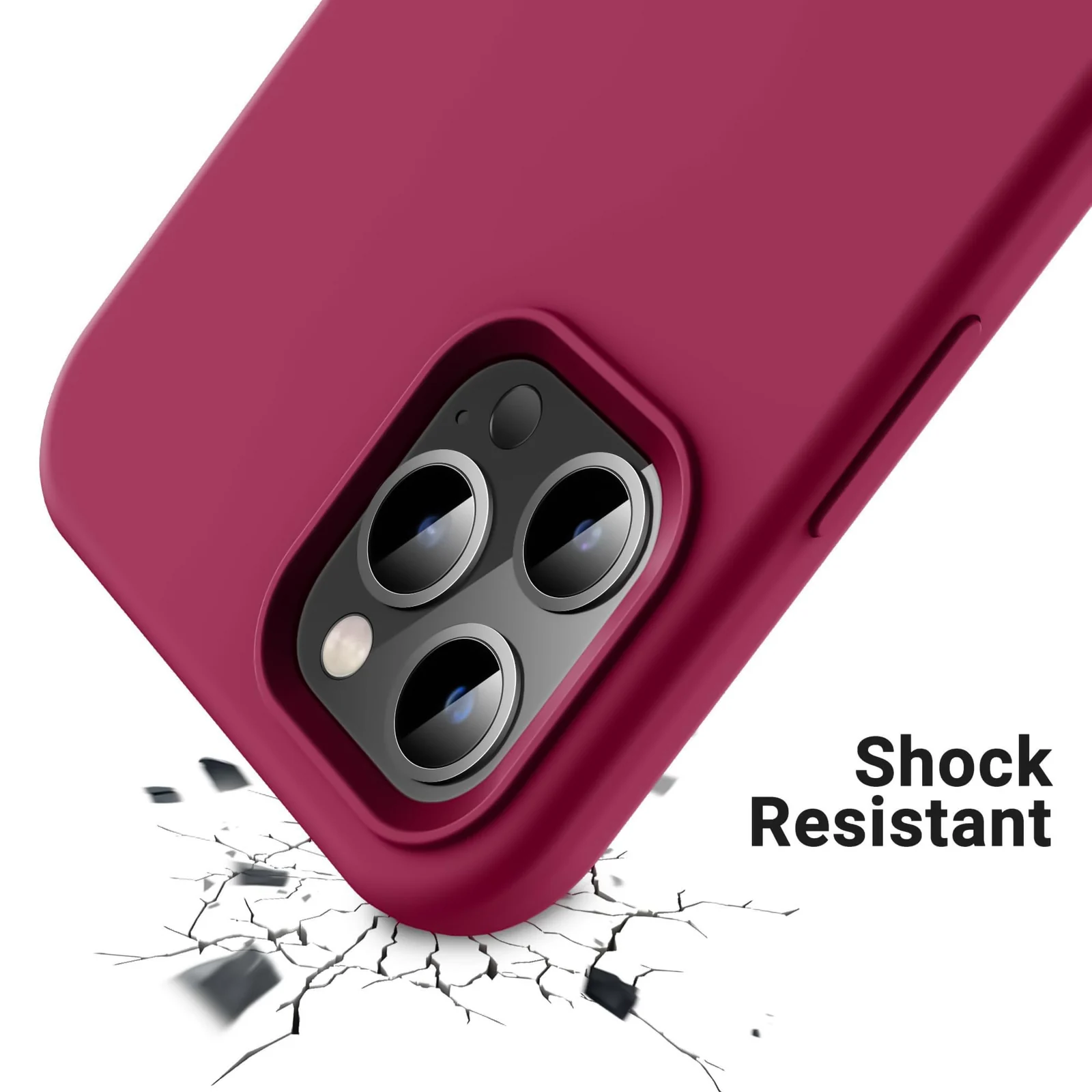DL3 Mobilak Liquid Silicone Case for iPhone 14 Pro (6.1 Inch), Shock-absorbing protection, Scratch-resistant surface, Soft microfiber lining - Roze Red