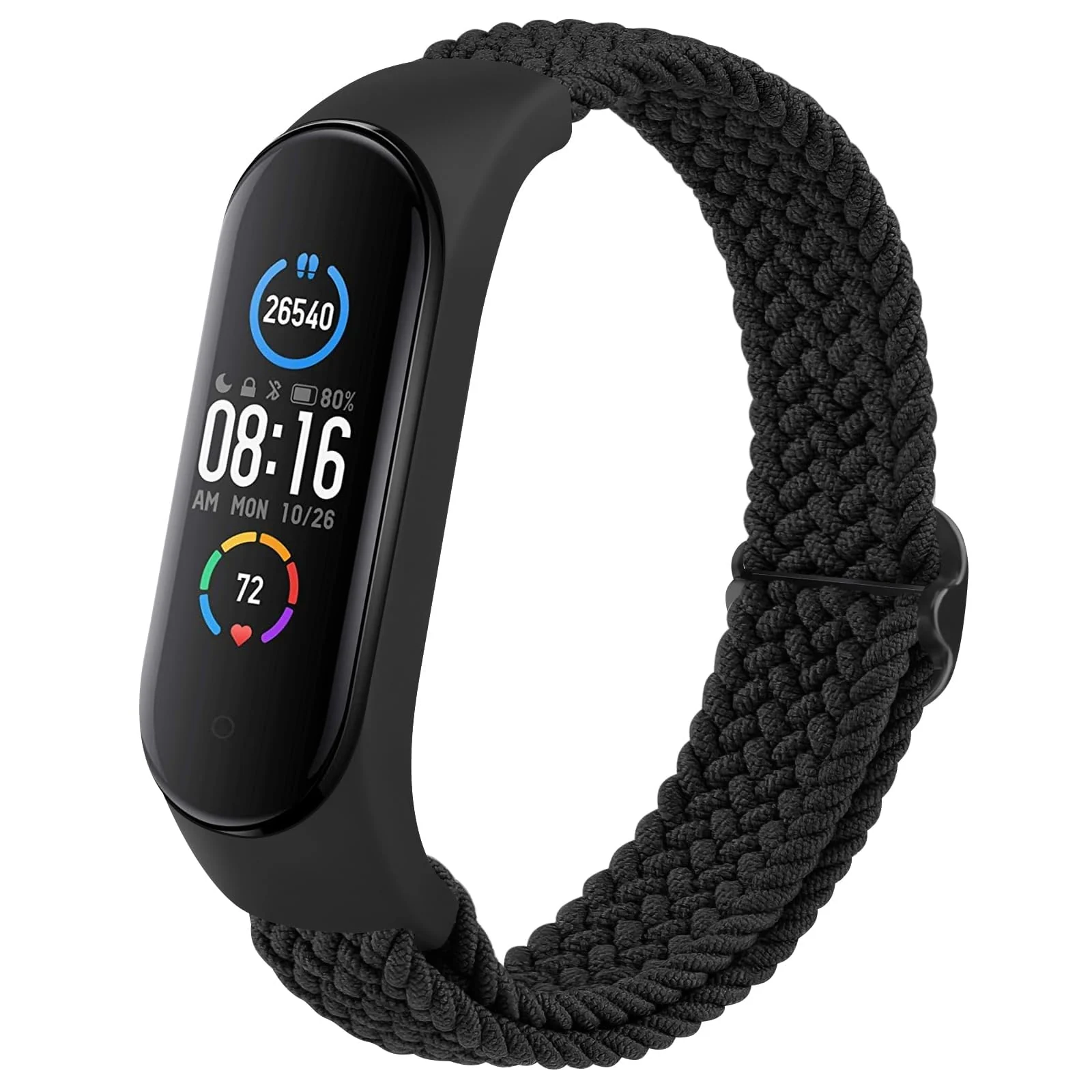 Dl3 Mobilak Nylon Wristband for Xiaomi Mi Band 7/Mi Band 6/Mi Band 5/Mi Band 4/Mi Band 3, Adjustable Braided Elastic Solo Loop for Mi Band 7 6 5 4 3, Sport Strap Smart Watch Accessories (Black)