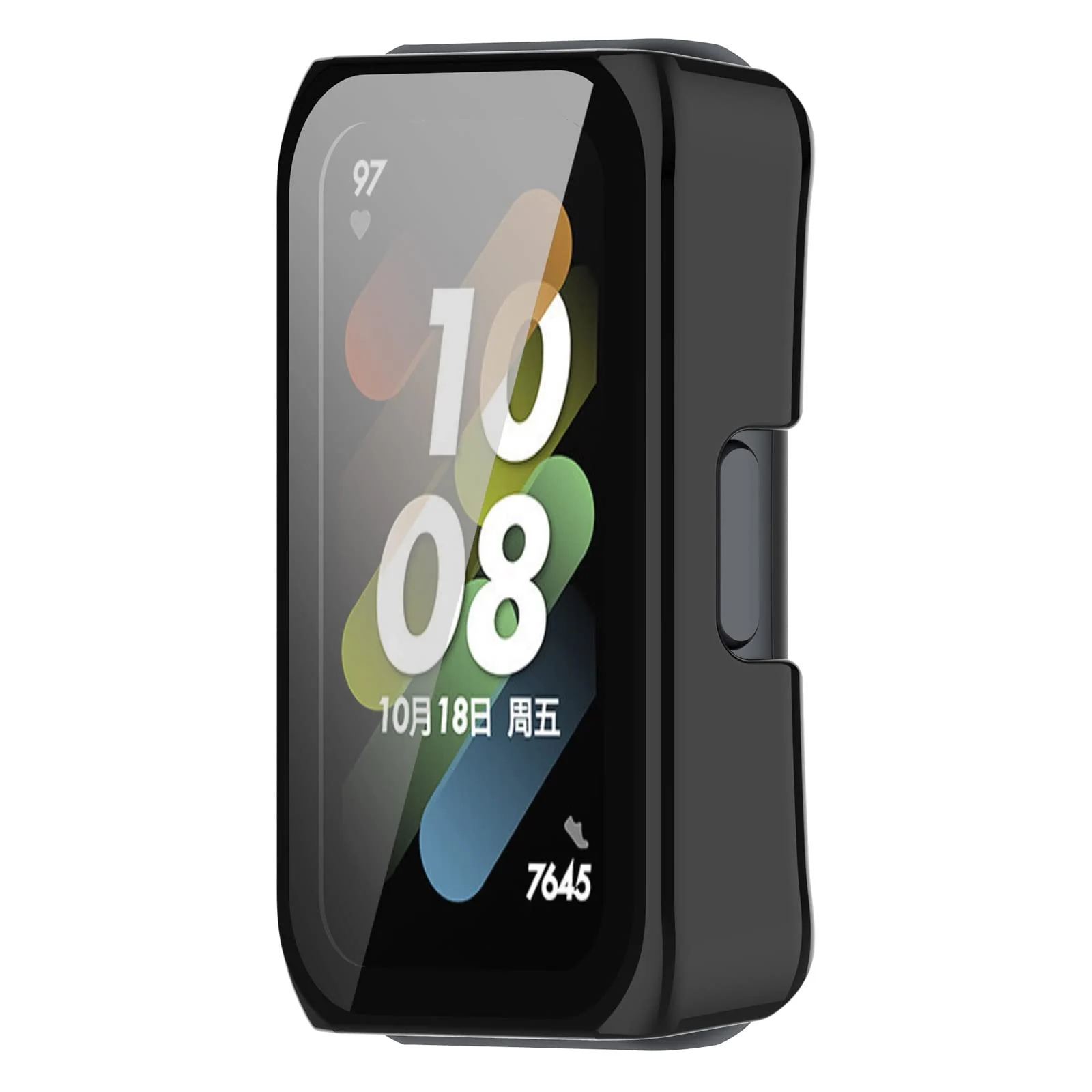DL3 MOBILAK Full-Coverage Watch Case with Tempered Glass for Huawei Band 6 / Honor Band 6 / Band 7, Black