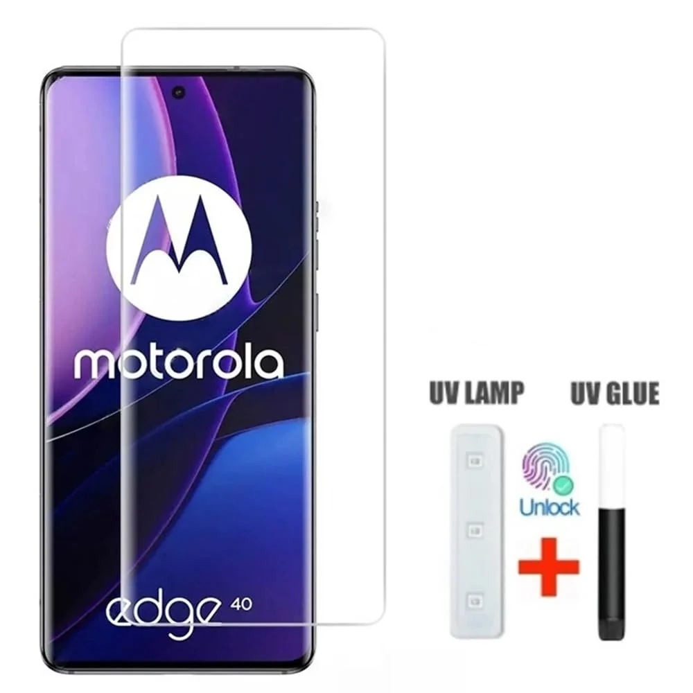 DL3 Mobilak motorola edge 40 Screen Protector [Liquid UV Tempered Glass] Full Screen adhesive [Sensitive Touch][Fingerprint Sensor Compatible] HD - Clear