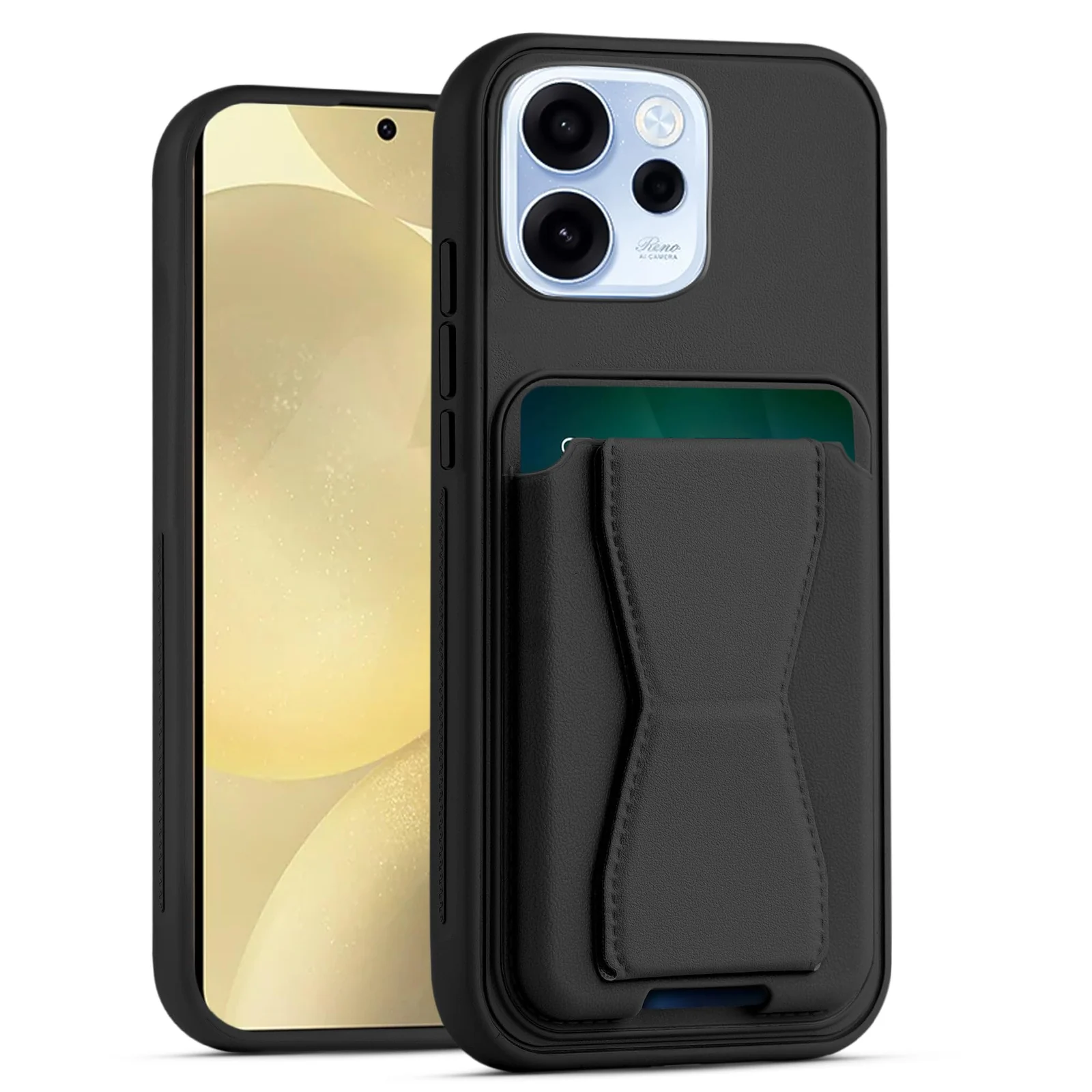 DL3 Mobilak Leather Wallet Case with Card Slot for OPPO Reno 15F / OPPO Reno15 FS with Camera Protection and Shockproof Design - Black