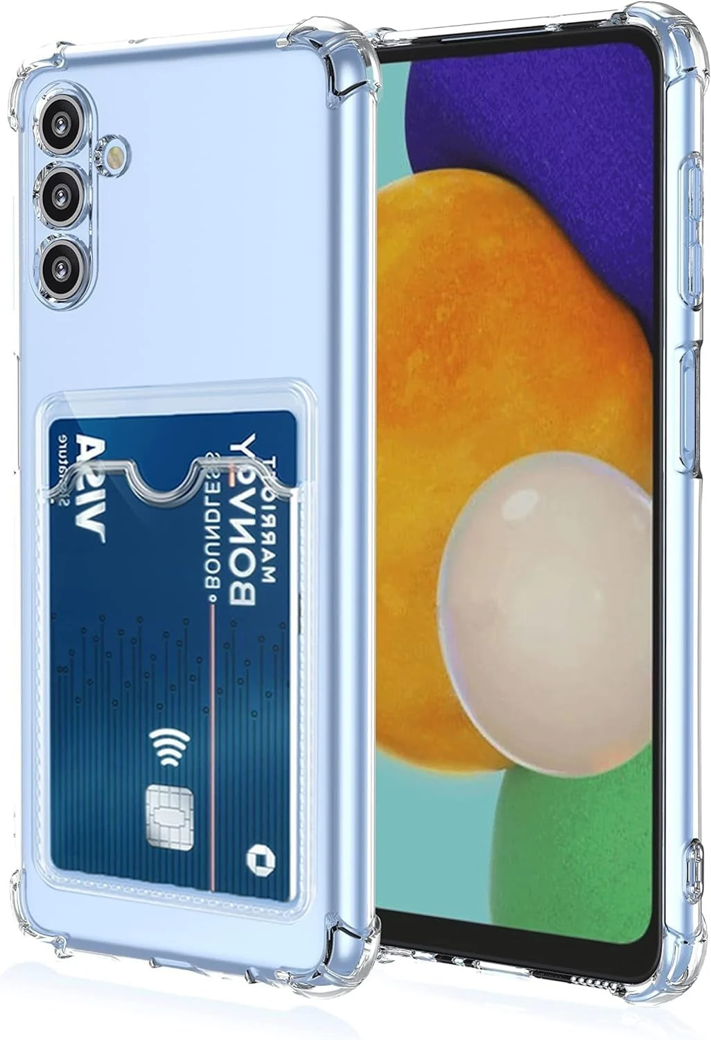 DL3 Mobilak Clear TPU Card Holder Case for Samsung Galaxy A15 5G with Camera Protection and Shockproof Design - Transparent
