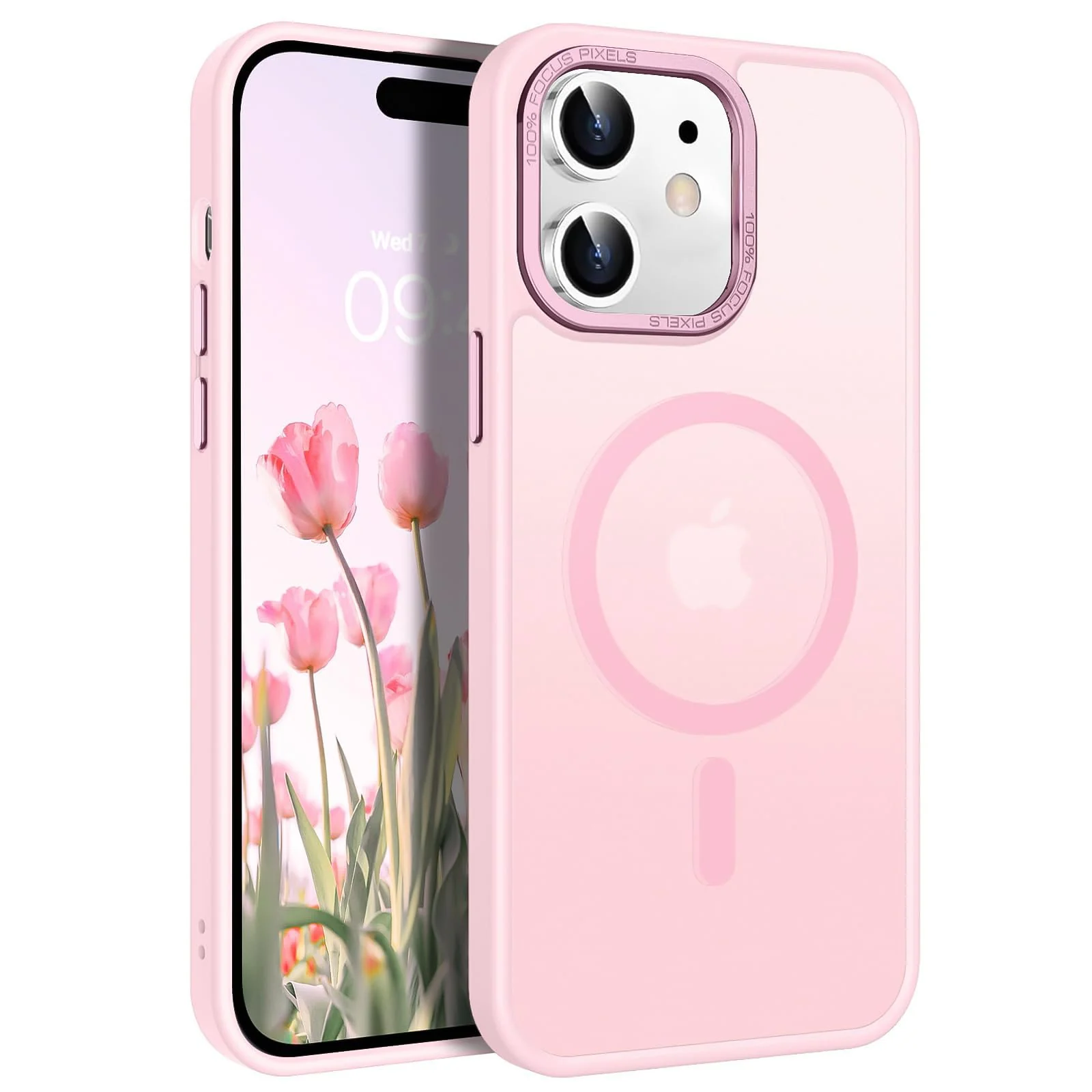 DL3 Mobilak Wallet Case with Card Slot for iPhone 12, iPhone 12 Pro with Ring Holder and Magnetic Car-Mount Support - Pink