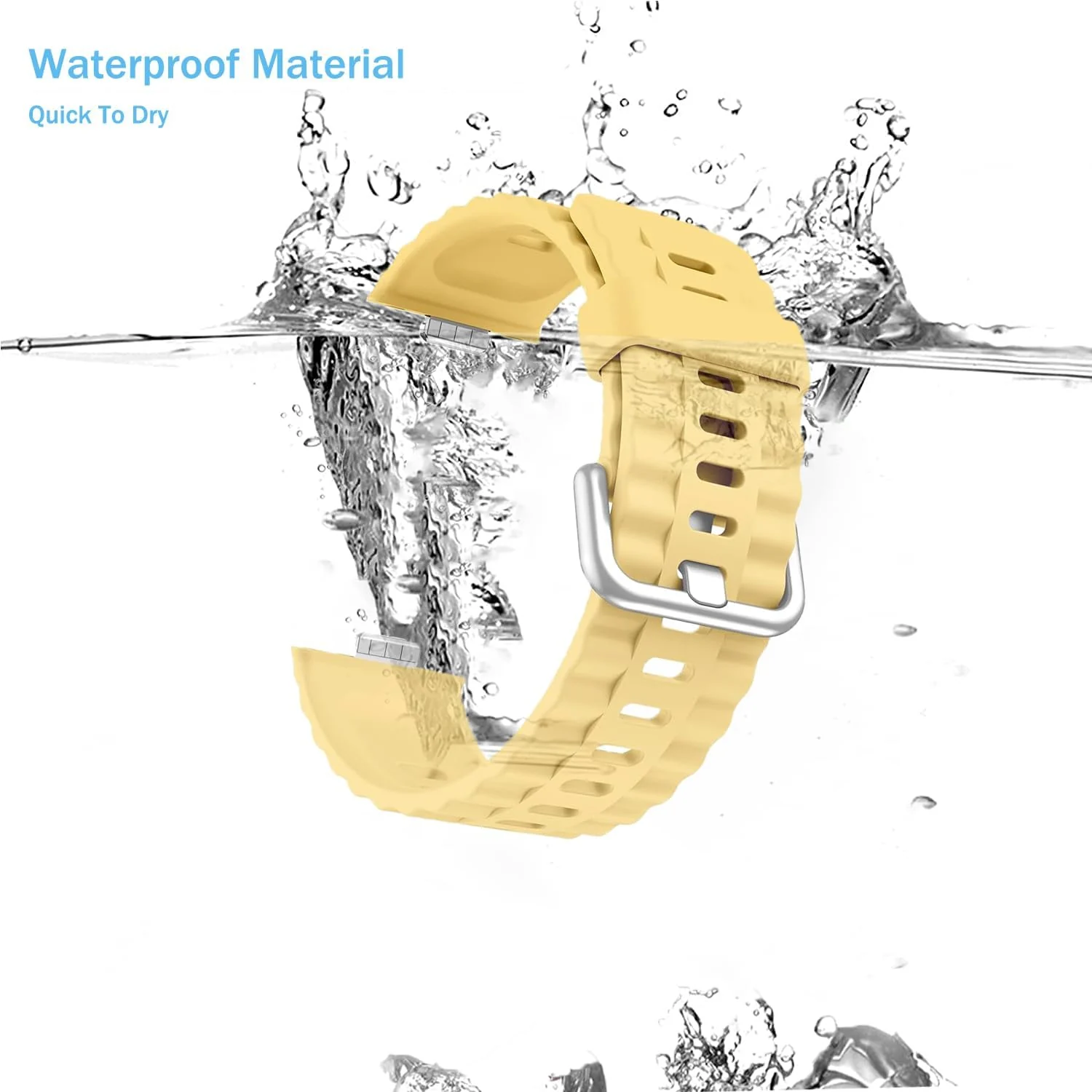 DL3 Mobilak Wavy Texture Sports Wristbands for Huawei Watch Fit 4/Fit 4 Pro/Fit 3 Strap, Breathable Silicone Wristband Strap Watch Strap Bracelet for Huawei Watch Fit 4 Pro/Fit4/3 - Yellow