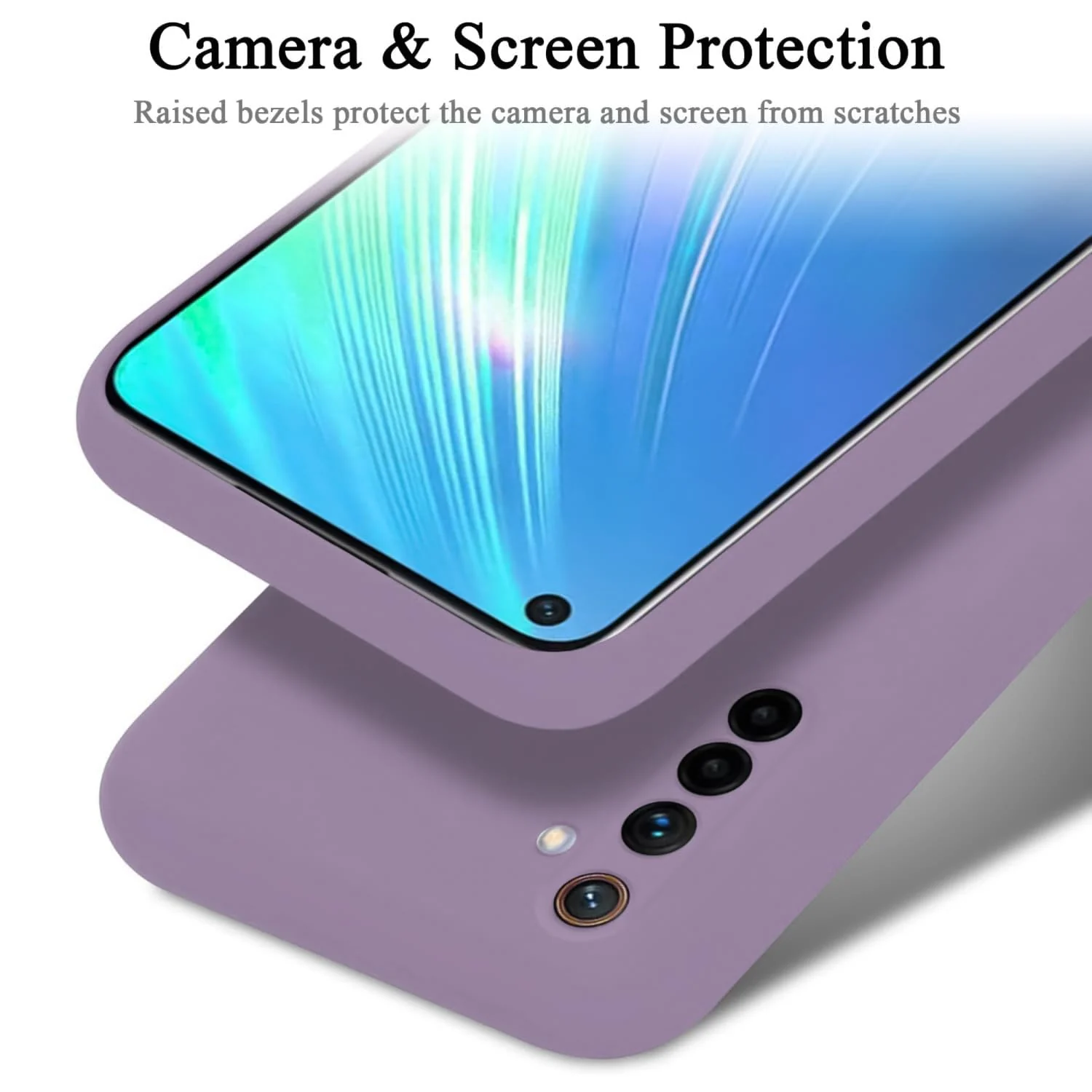DL3 Mobilak Silicone Protective Case for realme 6, Shock-absorbing protection, Scratch-resistant surface, Soft microfiber lining - Lavender
