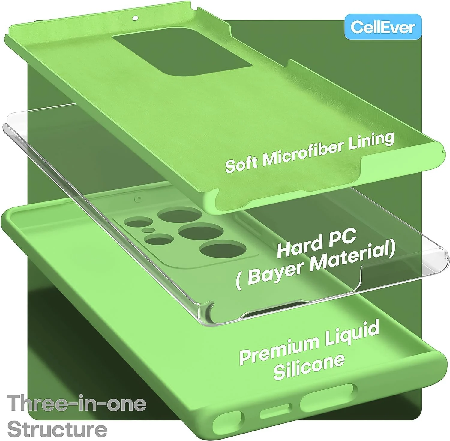 DL3 Mobilak Silicone Protective Case for Samsung Galaxy S22 Ultra 5G, Shock-absorbing protection, Scratch-resistant surface, Soft microfiber lining - Light Green