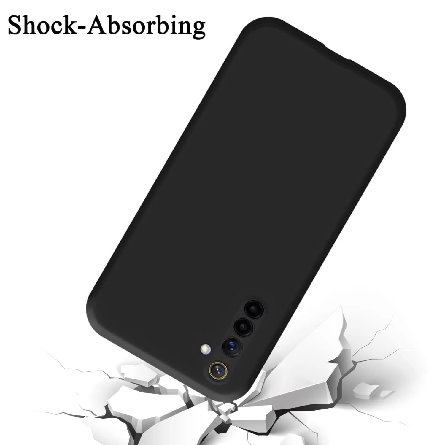 DL3 Mobilak Liquid Silicone Case for OPPO realme 6 Pro, Not compatible with MagSafe, Supports wireless charging, Camera protection - Black