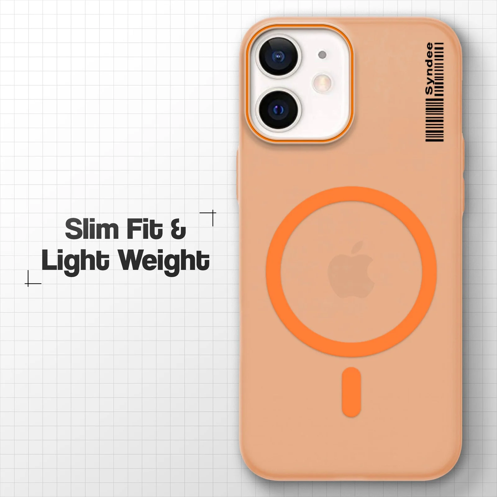 DL3 Mobilak Translucent Matte Case for iPhone 11, Compatible with MagSafe accessories, Shock-absorbing protection, Integrated ring holder - Orange