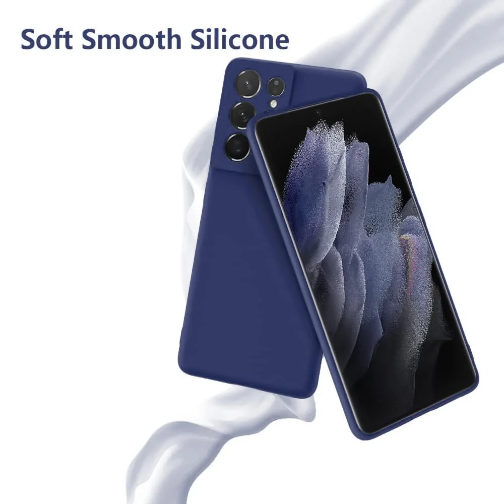 DL3 Mobilak Soft Silicone Protective Case for Samsung Galaxy S21 Ultra 5G with Microfiber Lining and Shockproof Design - Blue 1