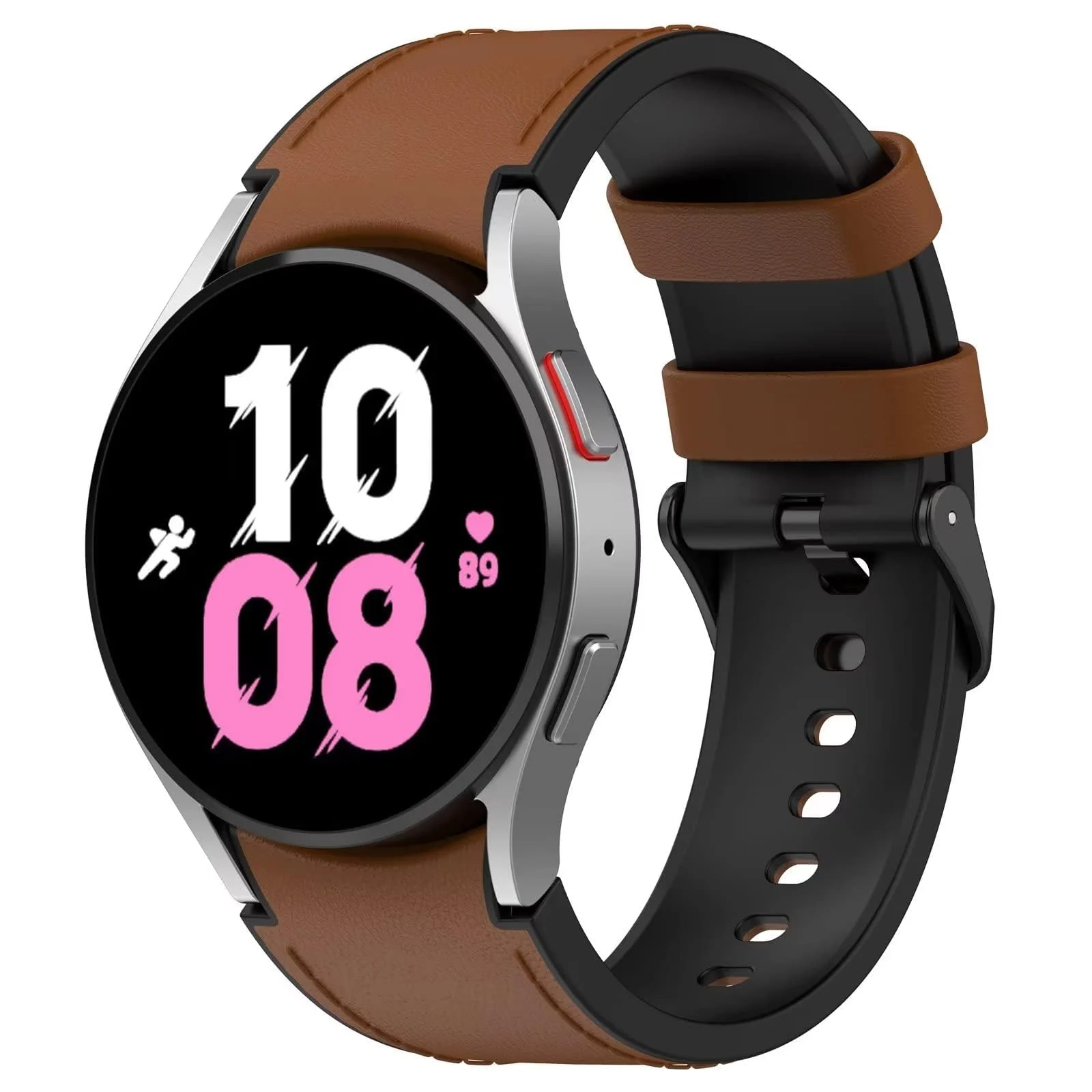 Dl3 Mobilak No Gap Leather silicone Bands Compatible with Samsung Galaxy /6 5 4 40MM 44MM,Galaxy 5 Pro 45MM/6 4 Classic 42MM 46MM 43MM 47MM Soft Strap (Black)