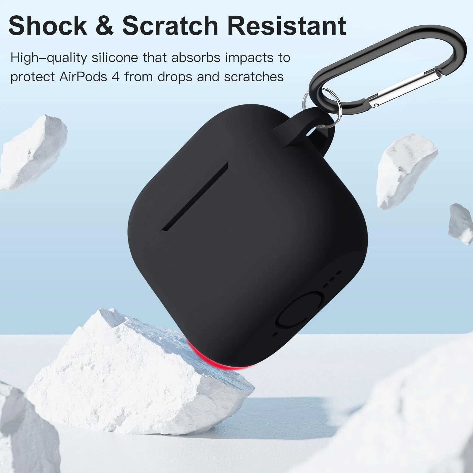 DL3 Mobilak Compatible with AirPods 4 Case (2024), Soft Silicone Full Protective Case Cover with Keychain, For Apple AirPods 4th Generation for Women Men - Black