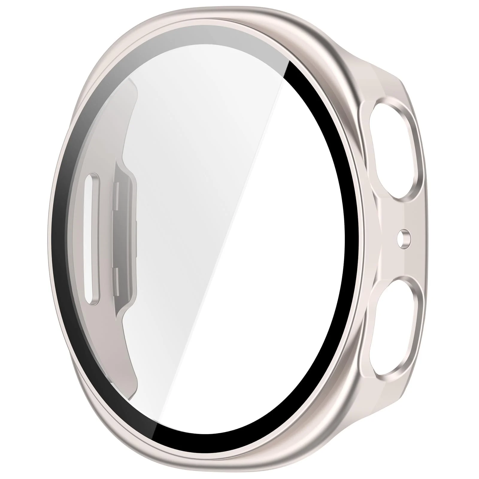 DL3 Mobilak Case Compatible with Samsung Galaxy Watch 8 44mm, Full Coverage Slim Hard Case Protective Bumper Built-in Tempered Glass Screen Protector Shell for Galaxy Watch8 44 mm - Starlight