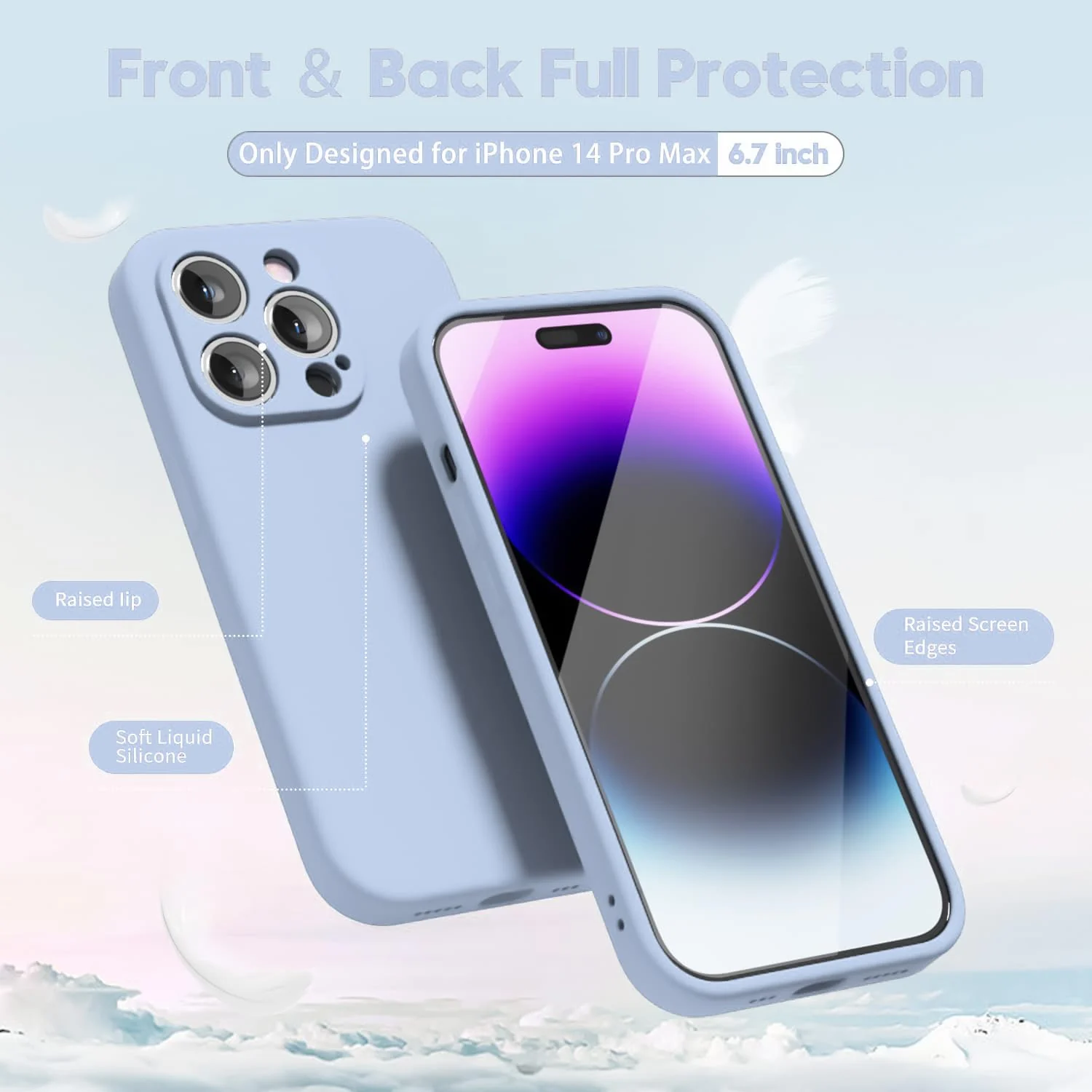 DL3 Mobilak Liquid Silicone Case for iPhone 12 / 12 Pro (6.1 Inch), Shock-absorbing protection, Scratch-resistant surface, Soft microfiber lining - A.Baby Blue