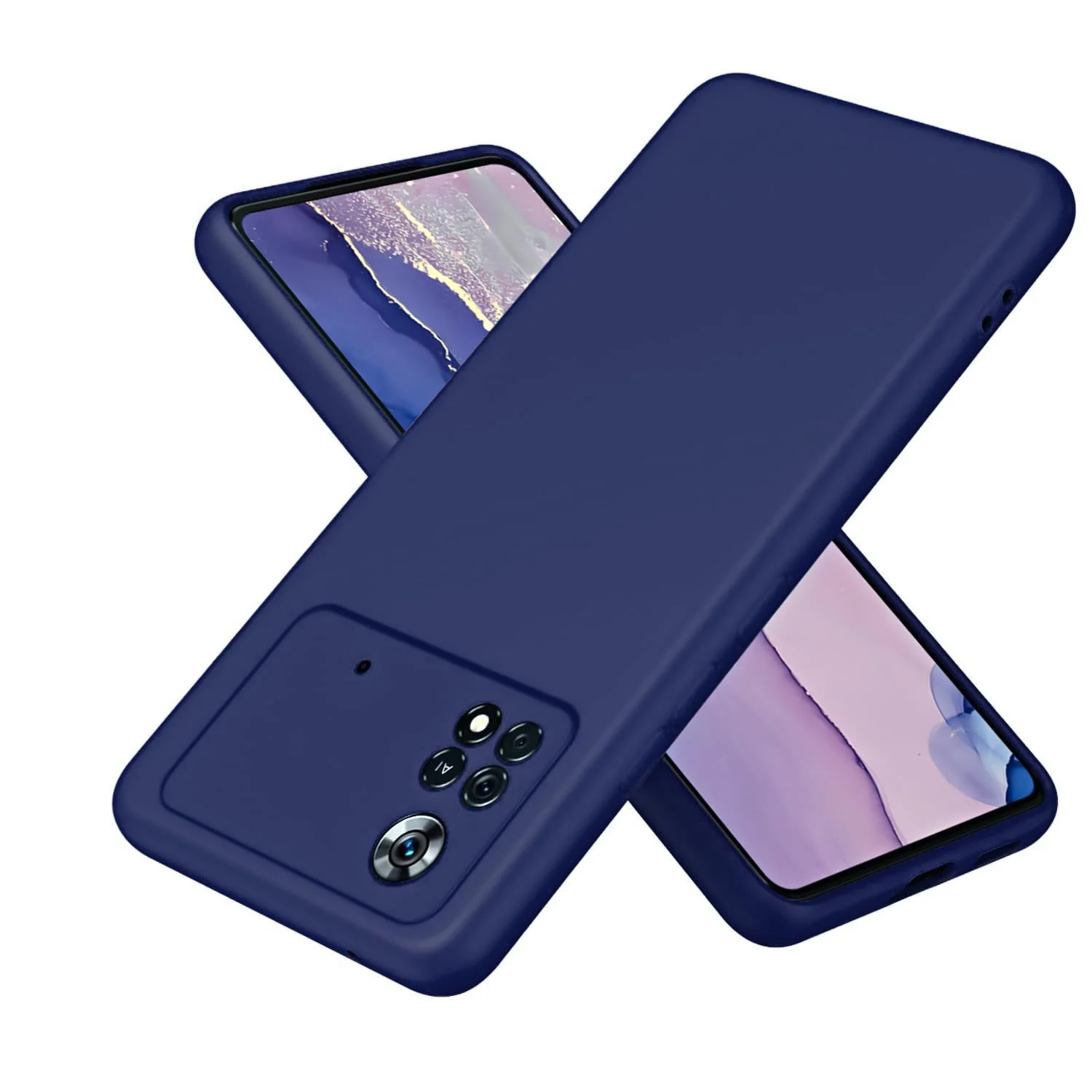DL3 Mobilak Liquid Silicone Protective Case with Soft Microfiber Lining with Full Camera Protection for Xiaomi Poco X4 Pro 5G - Blue 2