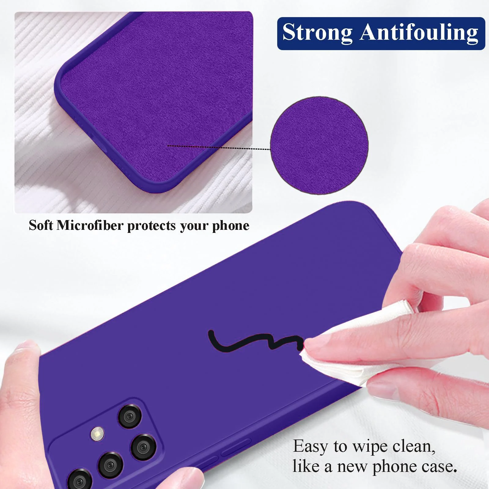 DL3 Mobilak Soft Silicone Protective Case for Samsung Galaxy A51 with Microfiber Lining and Shockproof Design - Purple