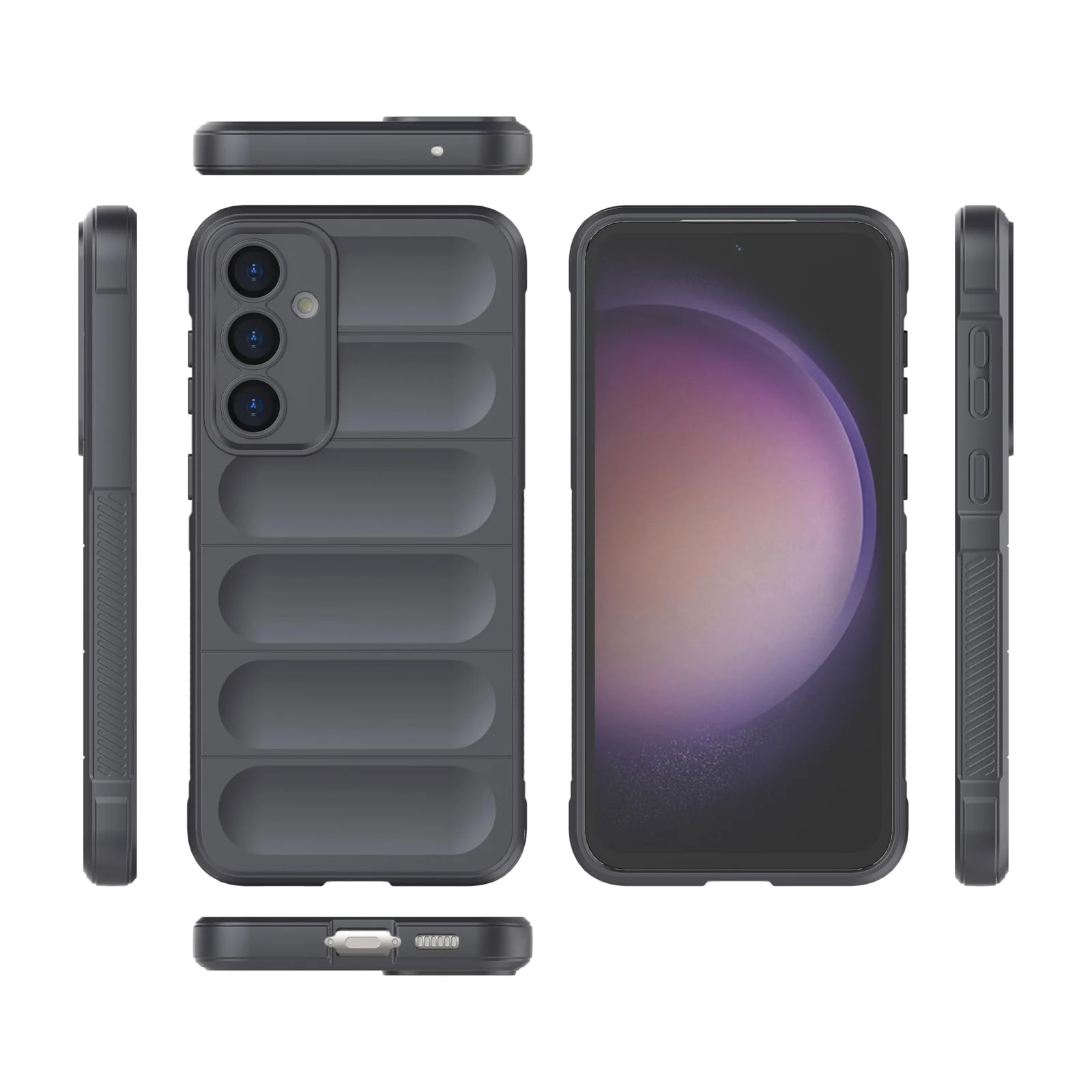 DL3 Mobilak Soft Silicone Protective Case for Samsung Galaxy A15 with Camera Protection and Shockproof Design - Dark Gray