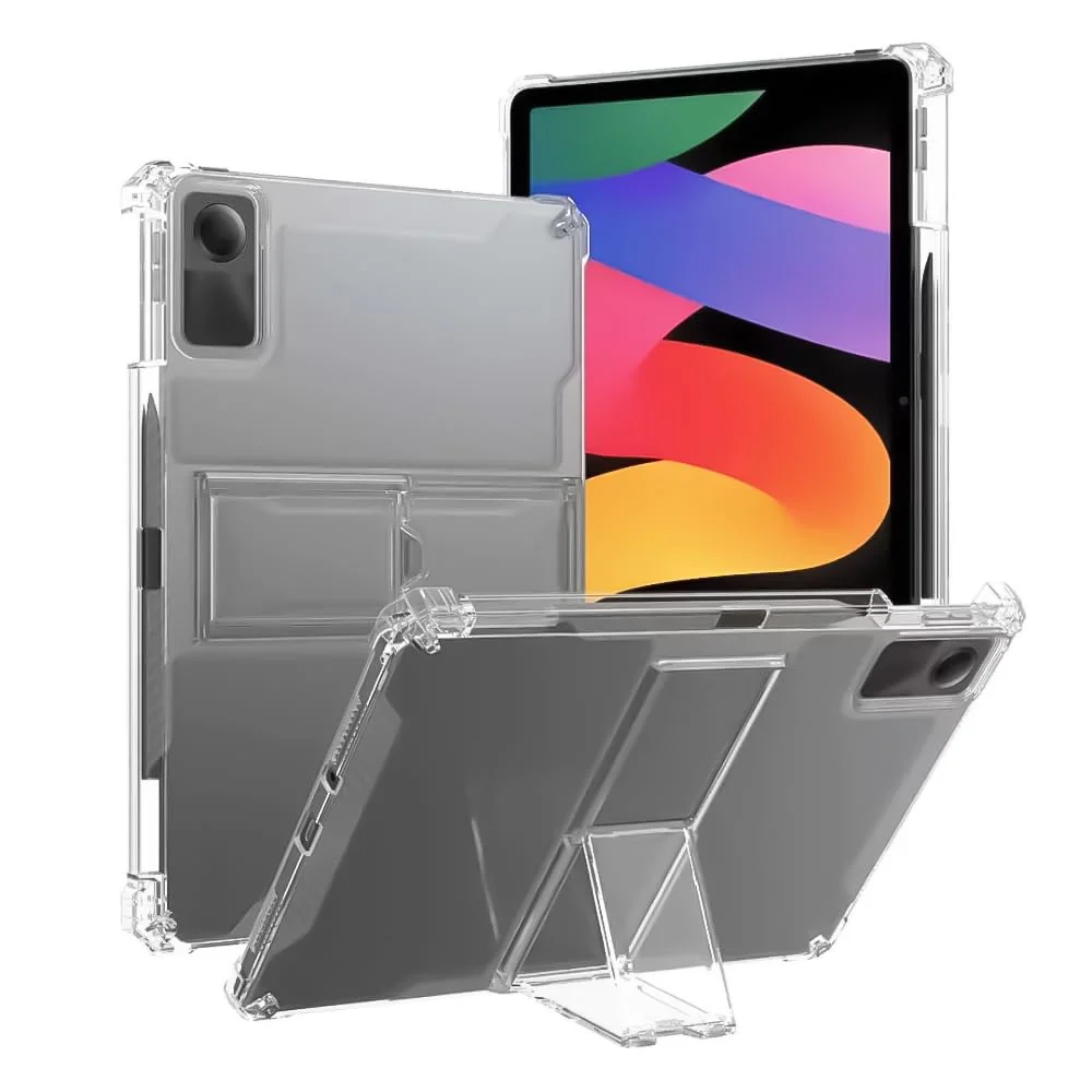 DL3 Mobilak Transparent Stand Case for Xiaomi Redmi Pad SE 11 inch Tablet 2023 Shockproof, Thin Slim Lightweight Anti-Yellowing Bumper, Kickstand Cover, with Pencil Holder - Clear