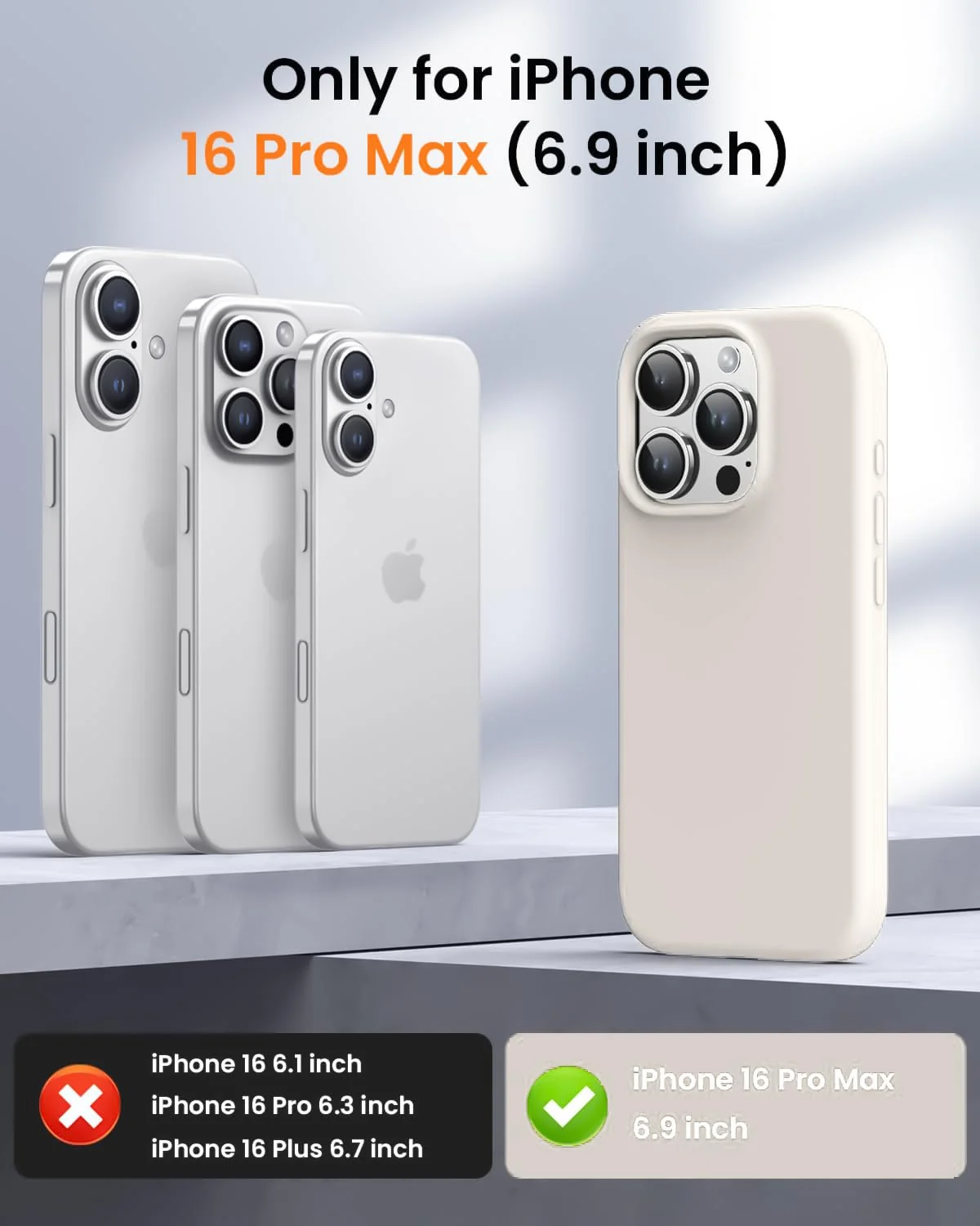 DL3 Mobilak Liquid Silicone Protective Case with Soft Microfiber Lining for iPhone 16 Pro Max - Cream