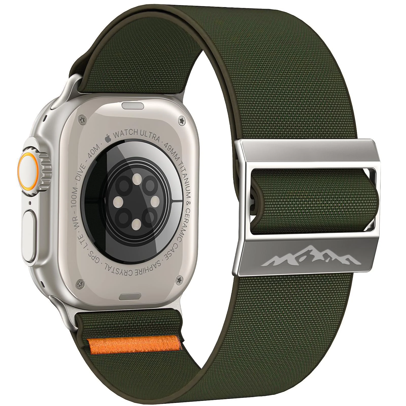 DL3 Mobilak Solo Loop Nylon Band Compatible with Apple Watch Ultra 2/Ultra Band 49mm 45mm 46mm 44mm 42mm for Men Women, Soft Fabric Braided Elastic Sport Strap for iWatch Series SE 10/9/8/7/6/5/4 - Army Green