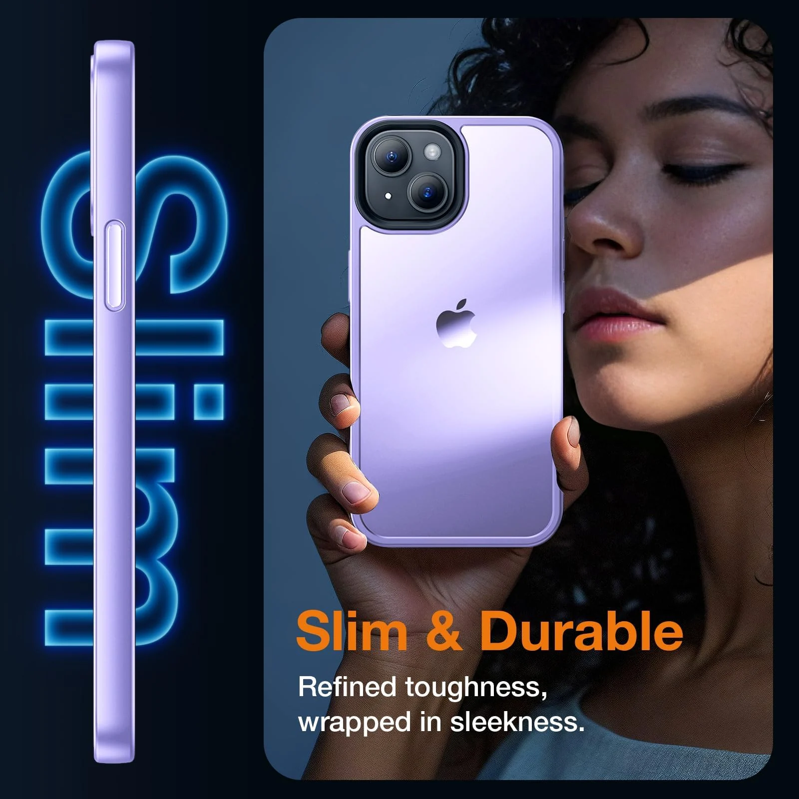 DL3 Mobilak Matte Protective Case for iPhone 13 / iPhone 14 with Camera Protection and Shockproof Design - Light Purple