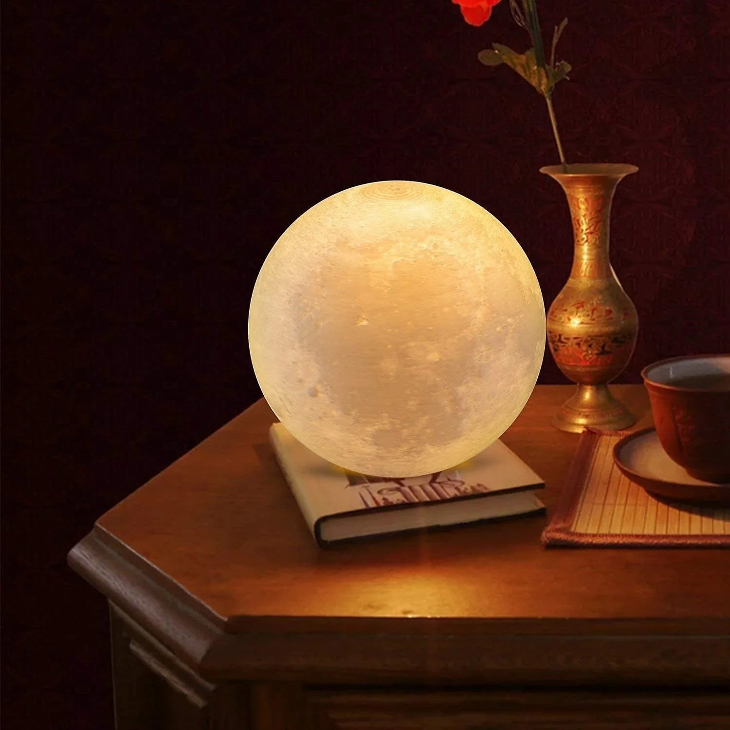 Mobigon 880ML Air Humidifier 3D Moon Lamp light Diffuser Aroma Essential Oil USB Ultrasonic Humidificador Night Mist Purifier - yellow