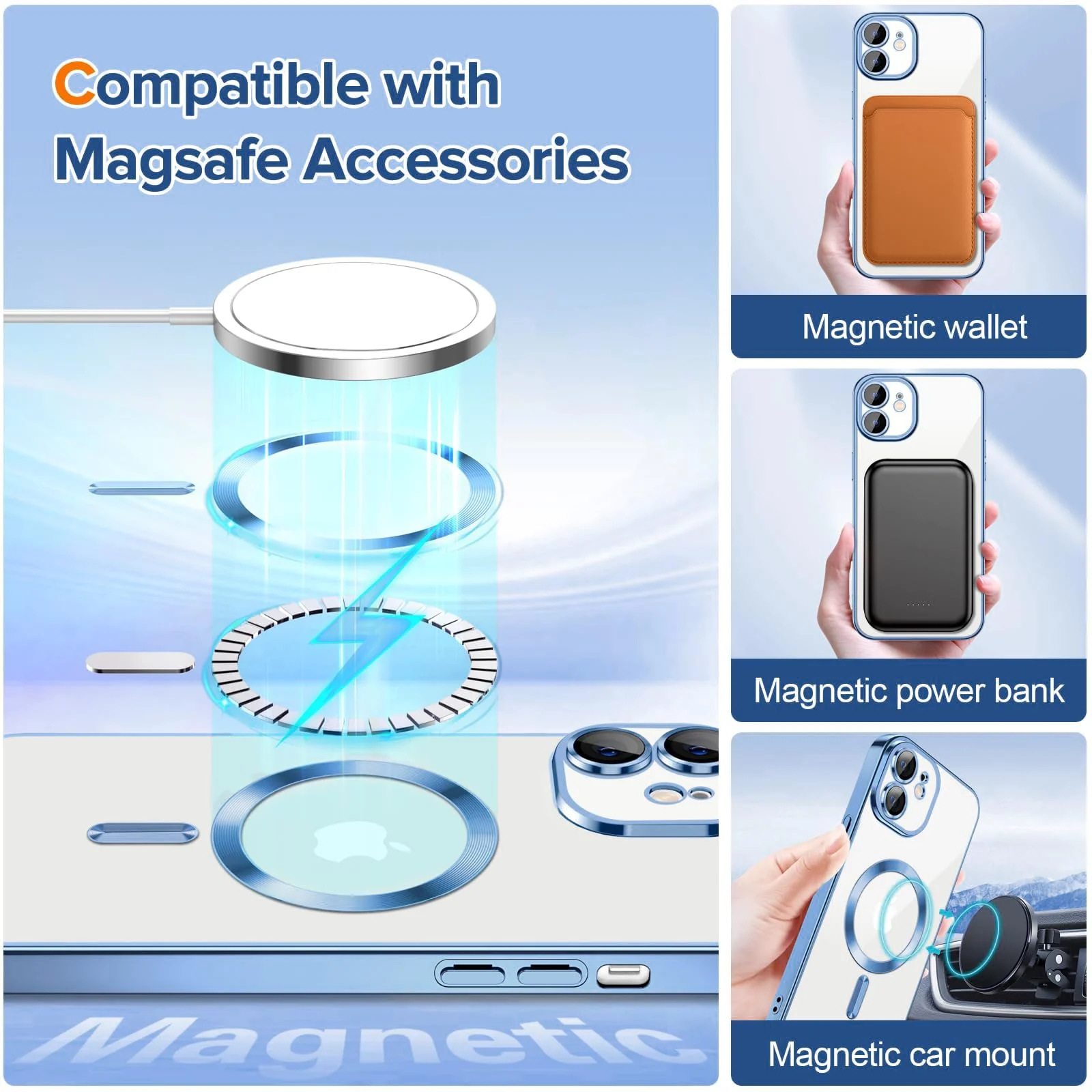 DL3 Mobilak Clear MagSafe-Compatible Magnetic Case for iPhone 11 with Camera Protection - Sierra Blue