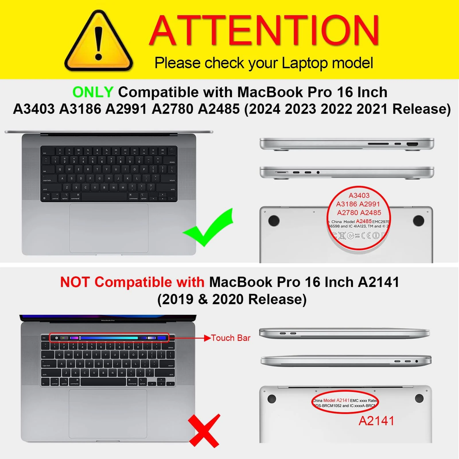 DL3 Mobilak Compatible with MacBook Pro 16 inch Case 2024 2023 2022 2021 M4 M3 M2 M1 A3403 A3186 A2991 A2780 A2485 Pro Max Liquid Retina Touch ID, Protective Plastic Hard Shell Cover - Black