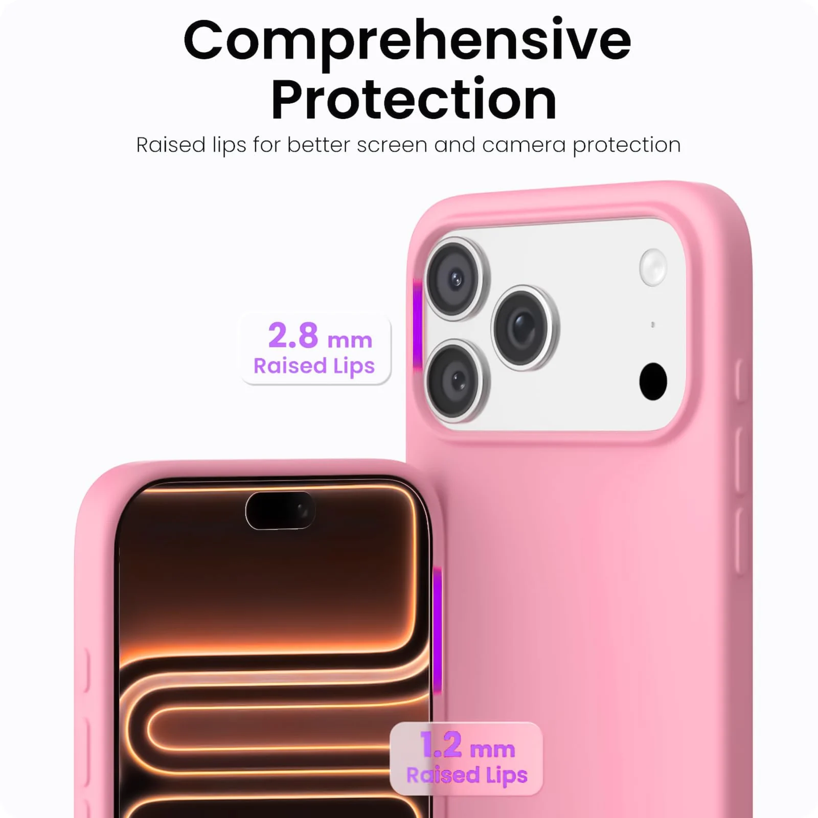 DL3 Mobilak Compatible with iPhone 17 Pro Max 6.9-Inch Case, Premium Liquid Silicone Case, Full Body Protective Cover, Shockproof, Slim Phone Case, Anti-Scratch Soft Microfiber Lining - Pink