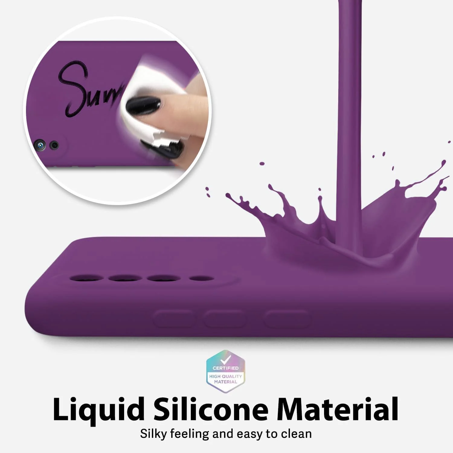DL3 Mobilak Liquid Silicone Protective Case for Xiaomi Mi 9 Lite with Microfiber Lining and Shockproof Design - Violet