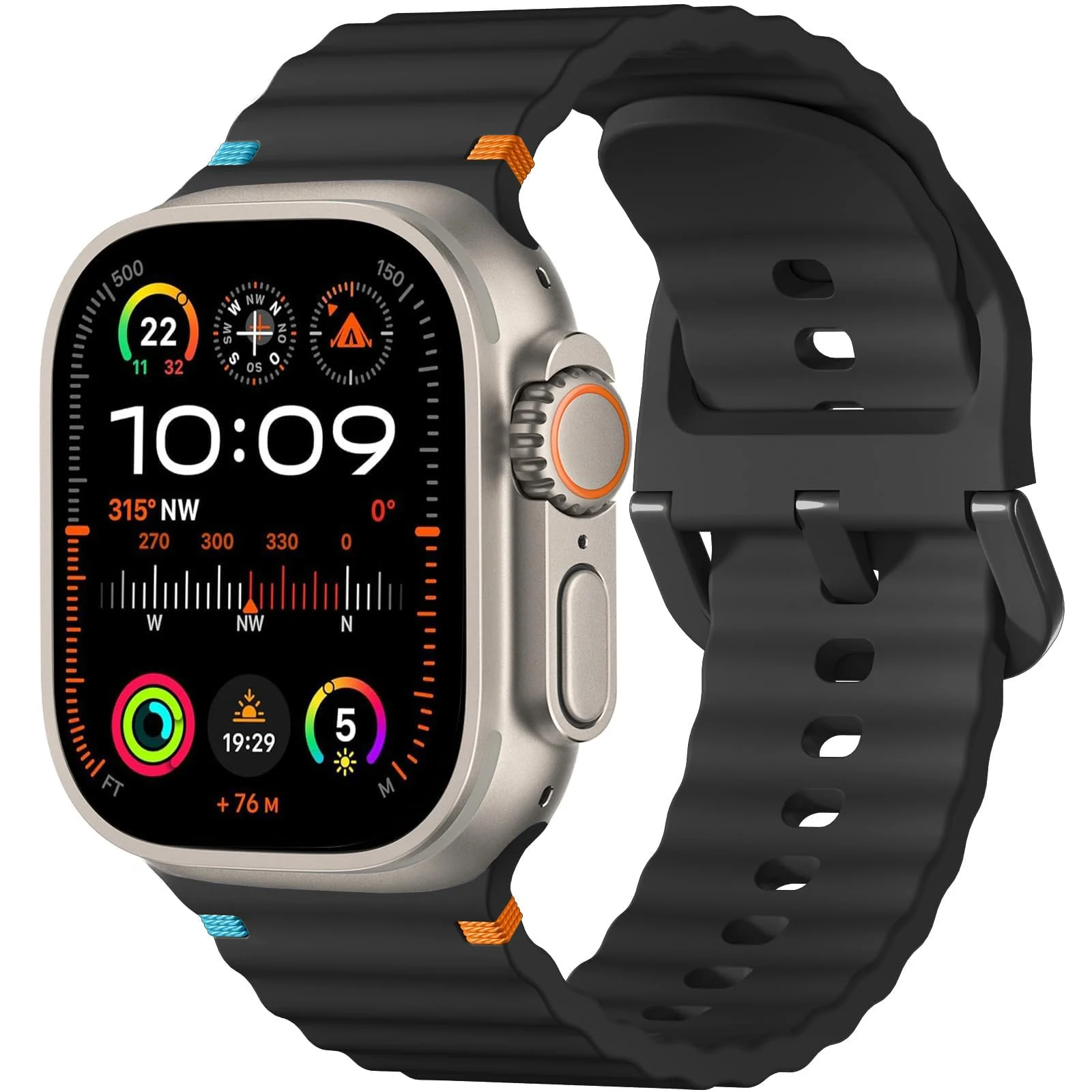 DL3 Mobilak Sport Strap for Apple Watch 49mm (Ultra 3/2/1) 46mm 45mm 44mm 42mm for Women Men, Soft Silicone Replacement Strap for iWatch Series 11/10/9/8/7/6/5/4/3/2/1/SE 3 2 1 - Black