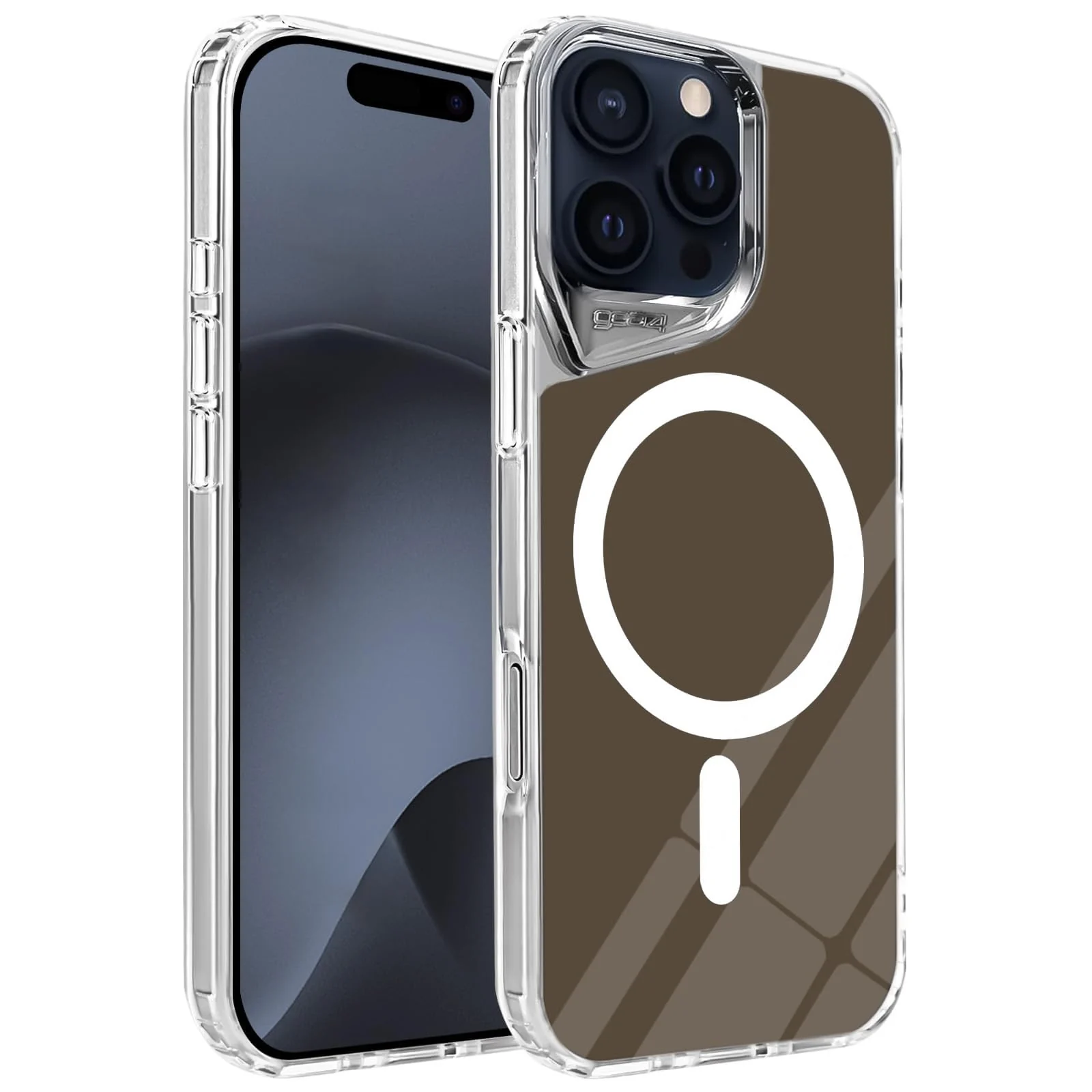 DL3 Mobilak Clear MagSafe-Compatible Magnetic Case for iPhone 16 Pro Max 6.9-Inch with Camera Protection and Magnetic Car-Mount Support - Brown