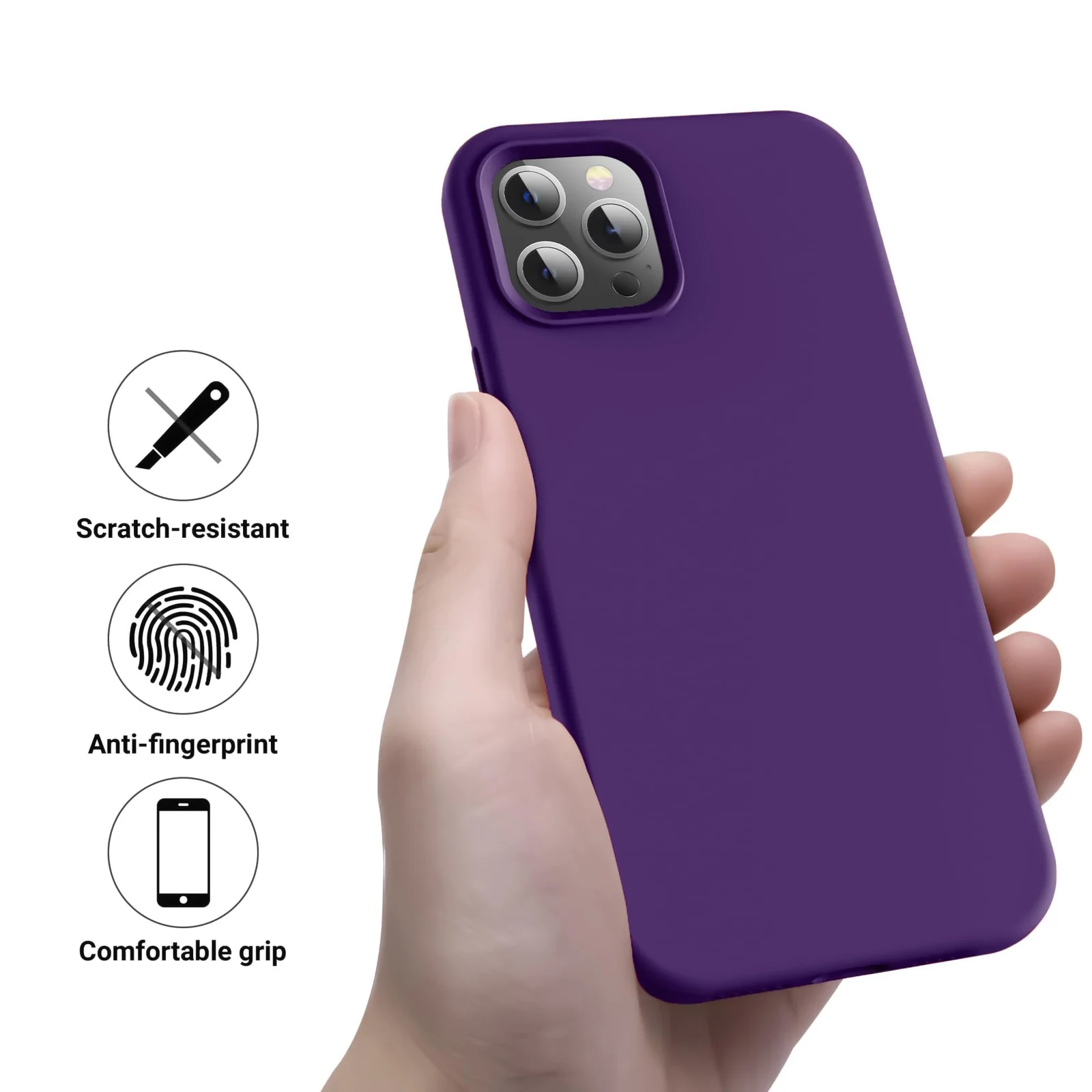 DL3 Mobilak Liquid Silicone Case for iPhone 14 Pro (6.1 Inch), Shock-absorbing protection, Scratch-resistant surface, Soft microfiber lining - violet
