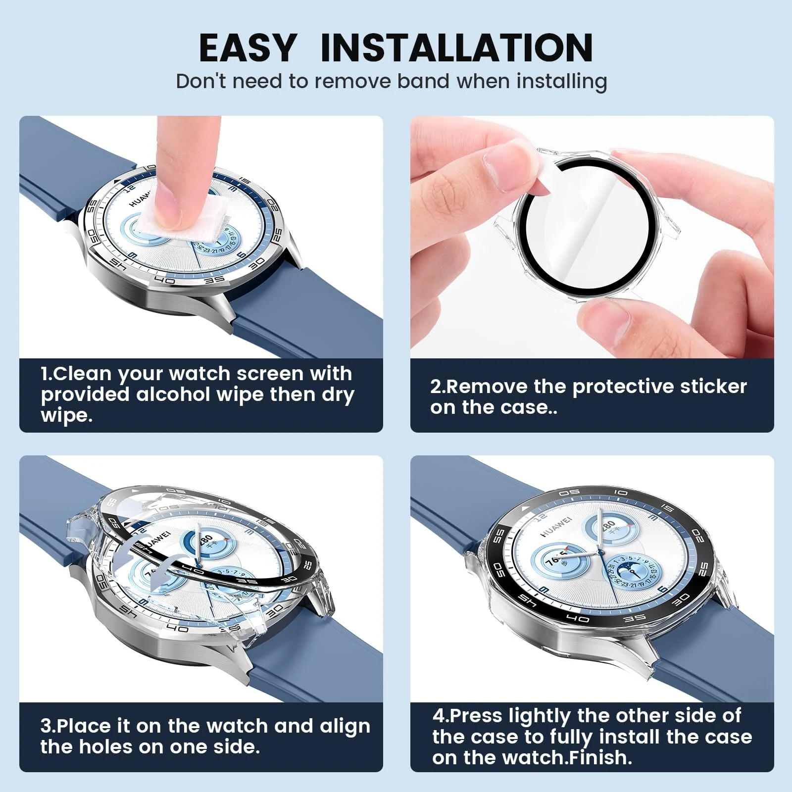 DL3 Mobilak Protective Case for Huawei Watch GT 5 46mm, Hard PC Bumper Cover with Built-in Tempered Glass Screen Protector Shell Cover Full Coverage Scratchproof with Scale - Clear
