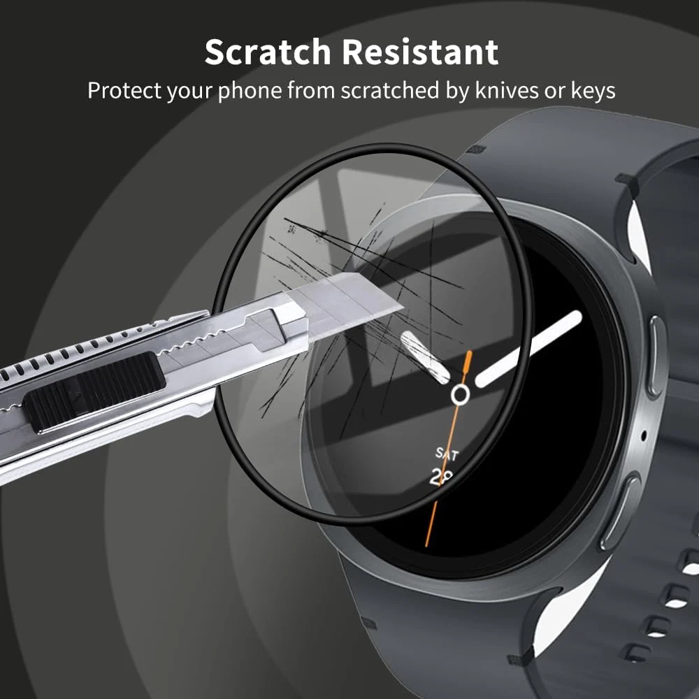 DL3 Mobilak Screen Protector For Samsung Galaxy Watch 8 44mm, 3D Curved Soft Edge Protective Film [Anti-Scratch] [Bubble Free] [Ultra Shatterproof] [High Sensitive] (Not Glass) For Galaxy Watch8 44 mm - Black