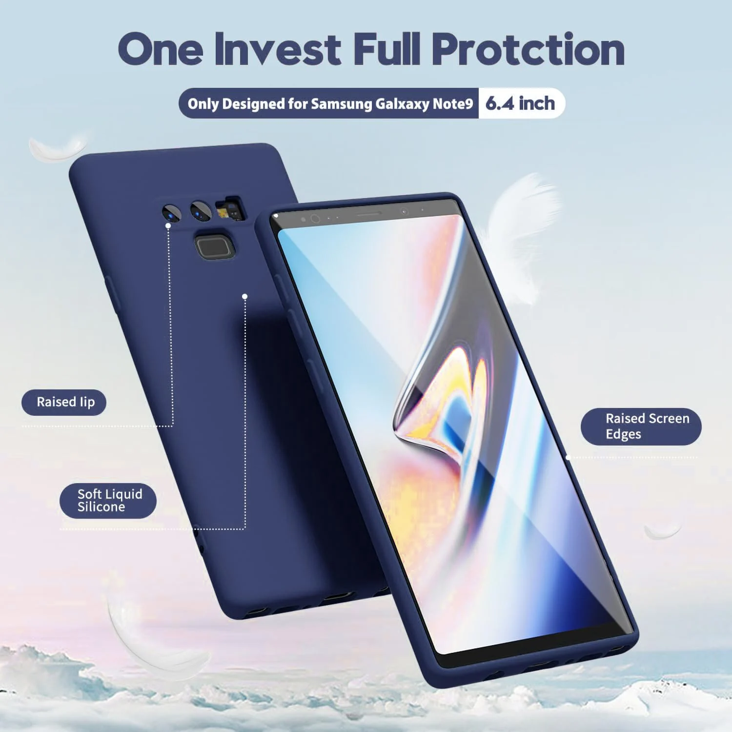 DL3 Mobilak Samsung Galaxy Note 9 Case, Soft Flexible Silicone Gel Rubber Bumper Cover, Full Body Shockproof Protective Phone Case - Blue 1