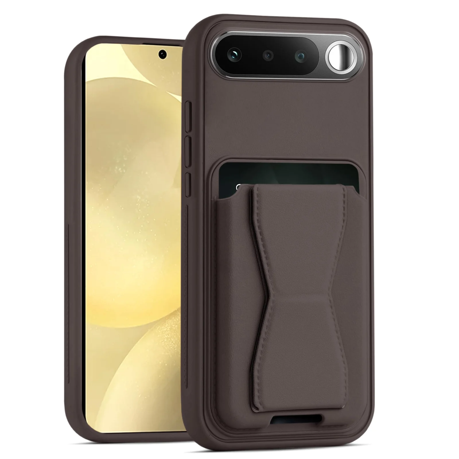 Dl3 Mobilak Leather Wallet Case Compatible with Realme 16, Leather Back Cover With TPU Frame, Shockproof Protective Phone Case with Card Holder Stand - Brown