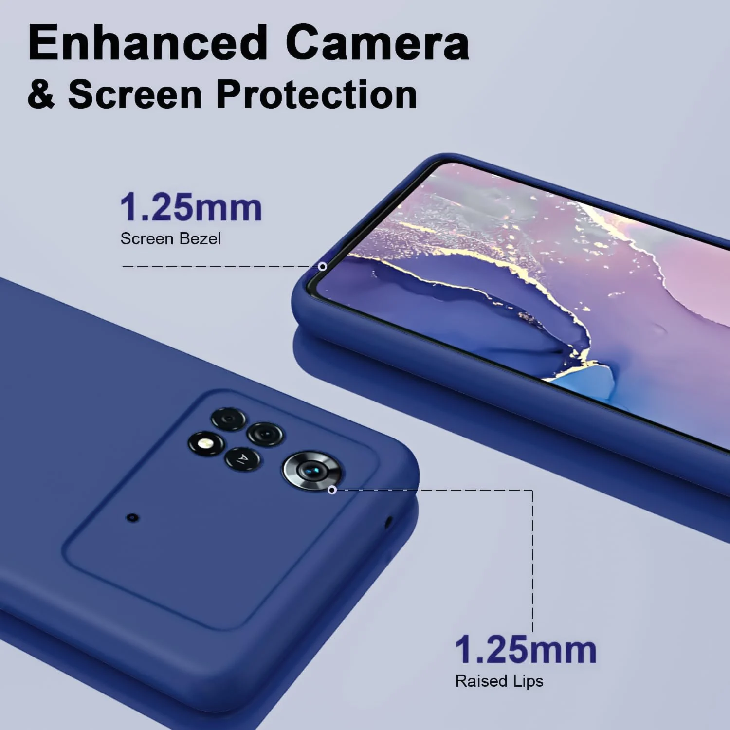 DL3 Mobilak Liquid Silicone Protective Case with Soft Microfiber Lining with Full Camera Protection for Xiaomi Poco X4 Pro 5G - Blue 1