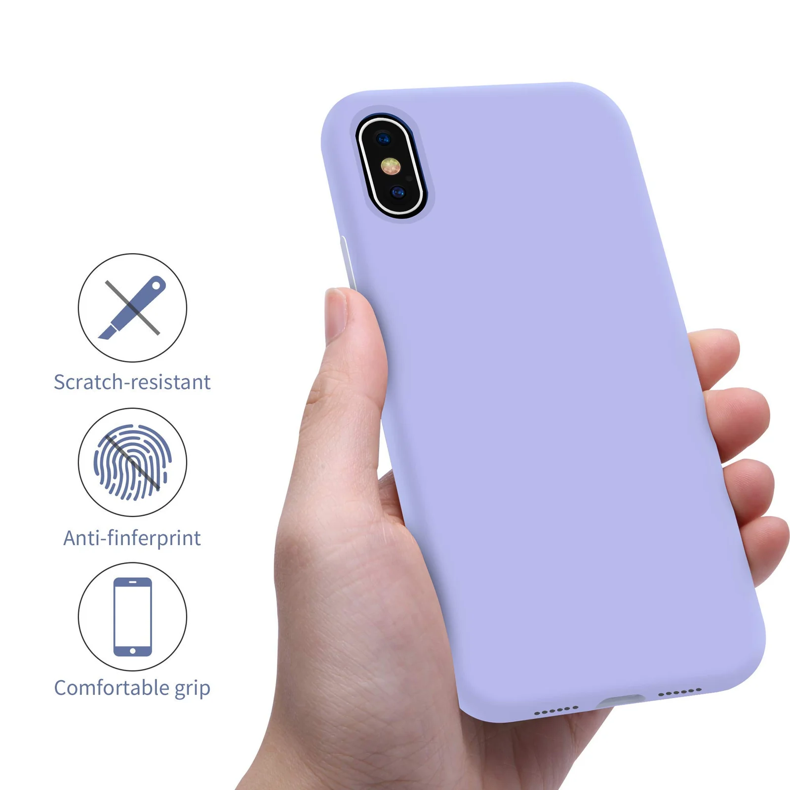 DL3 Mobilak Liquid Silicone Protective Case with Soft Microfiber Lining for iPhone XS Max - Light Purple