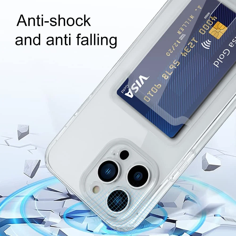 DL3 Mobilak Compatible with Apple iPhone 14 Pro (6.1 inch) Wallet Case with Card Holder, Precision Cut-Outs and TPU Bumper for Shock Absorption, Anti-Scratch Smudge-Proof (Matte ) - Clear