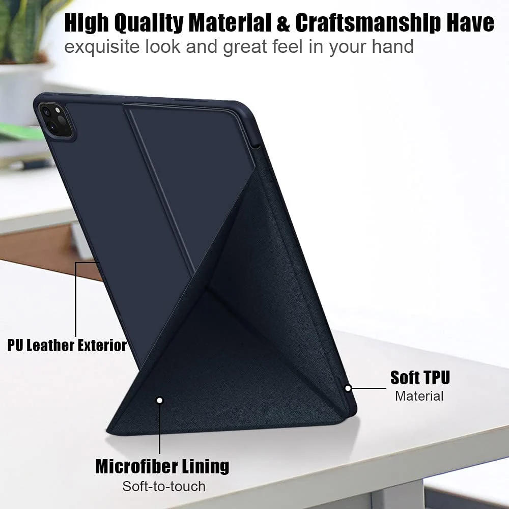 DL3 Mobilak Compatible with iPad Pro 11 Inch Case 2022(4th Gen)/2021(3rd Gen)/2020(2nd Gen) Case, Smart Stand, Pencil Holder, Shockproof Slim Lightweight Leather Cover, Modern Abstract Design - Blue