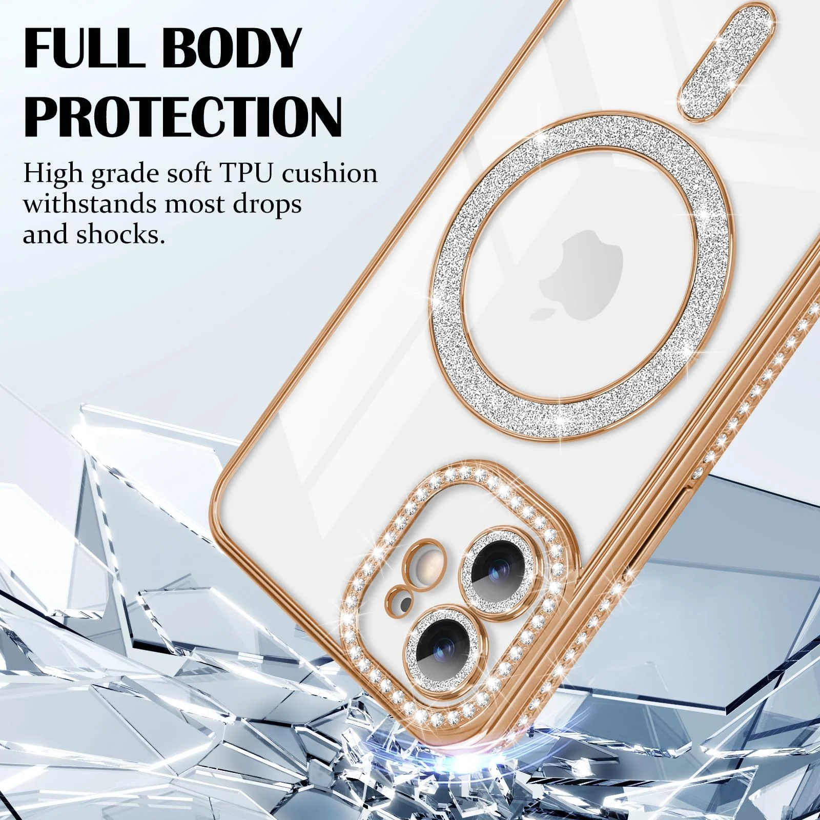 DL3 Mobilak MagSafe-Compatible Magnetic Case for iPhone 11 with Camera Protection and Magnetic Car-Mount Support - Gold