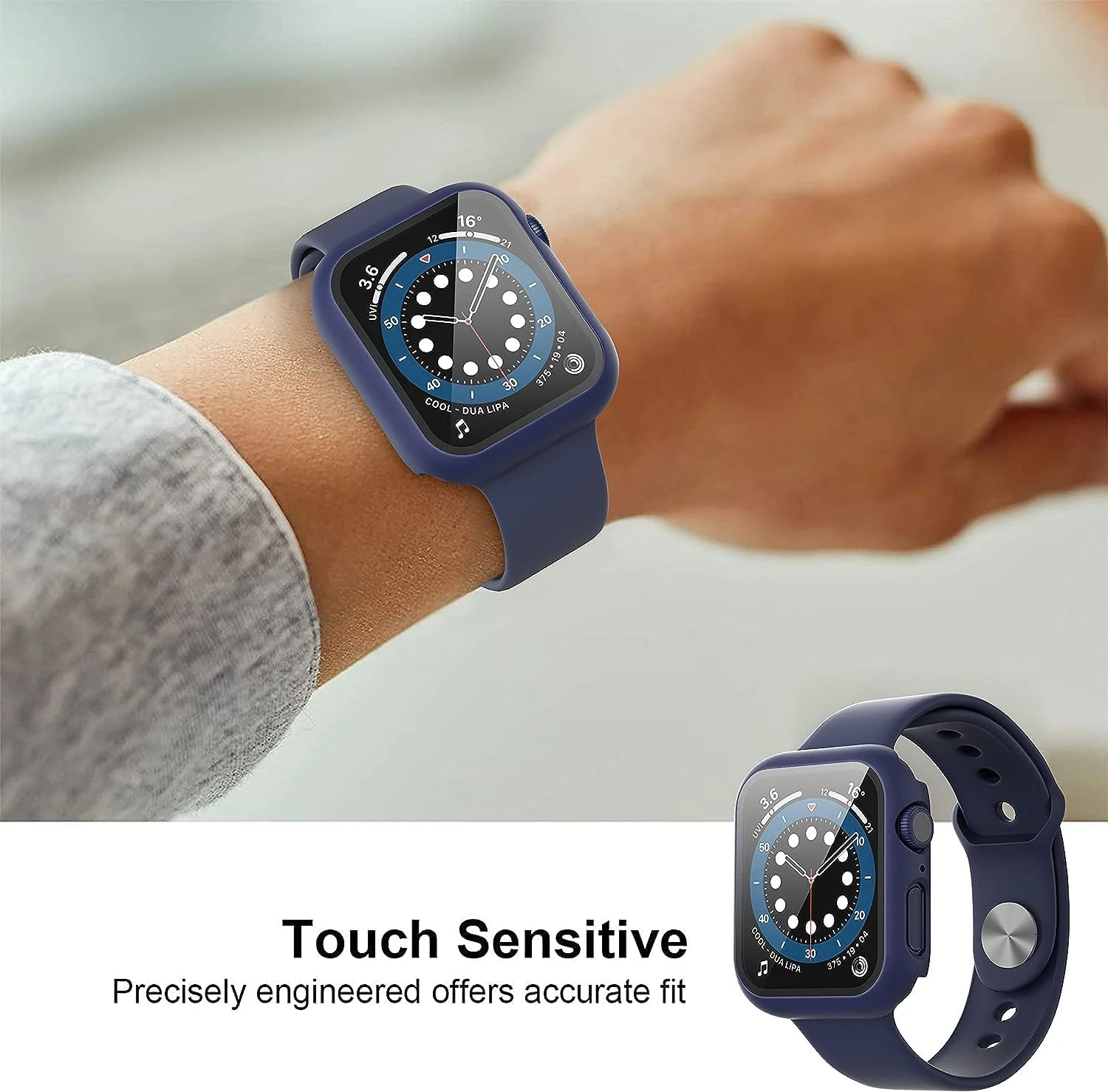 DL3 Mobilak Hard Case Designed for Apple Watch 41mm Series 9 8 7, Built-in 9H [HD Clear] Tempered Glass Screen Protector, [Full Protection] Slim Cover for iWatch 41mm Series 9 8 7 - Blue