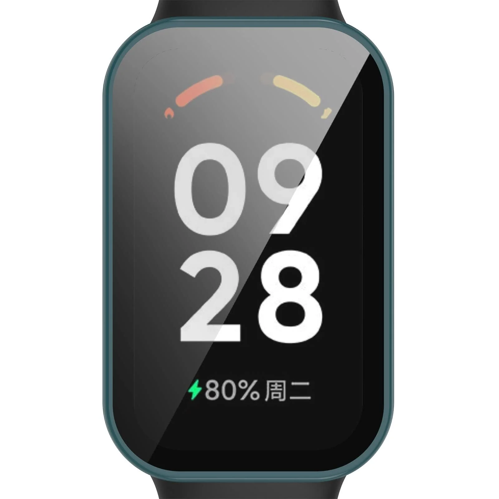 DL3 Mobilak Case Compatible with Xiaomi Redmi Band 2/ Xiaomi Smart Band 8 Active, Full Coverage Slim Hard PC Case Protective Bumper Built-in Tempered Glass Screen Protector Shell - Green