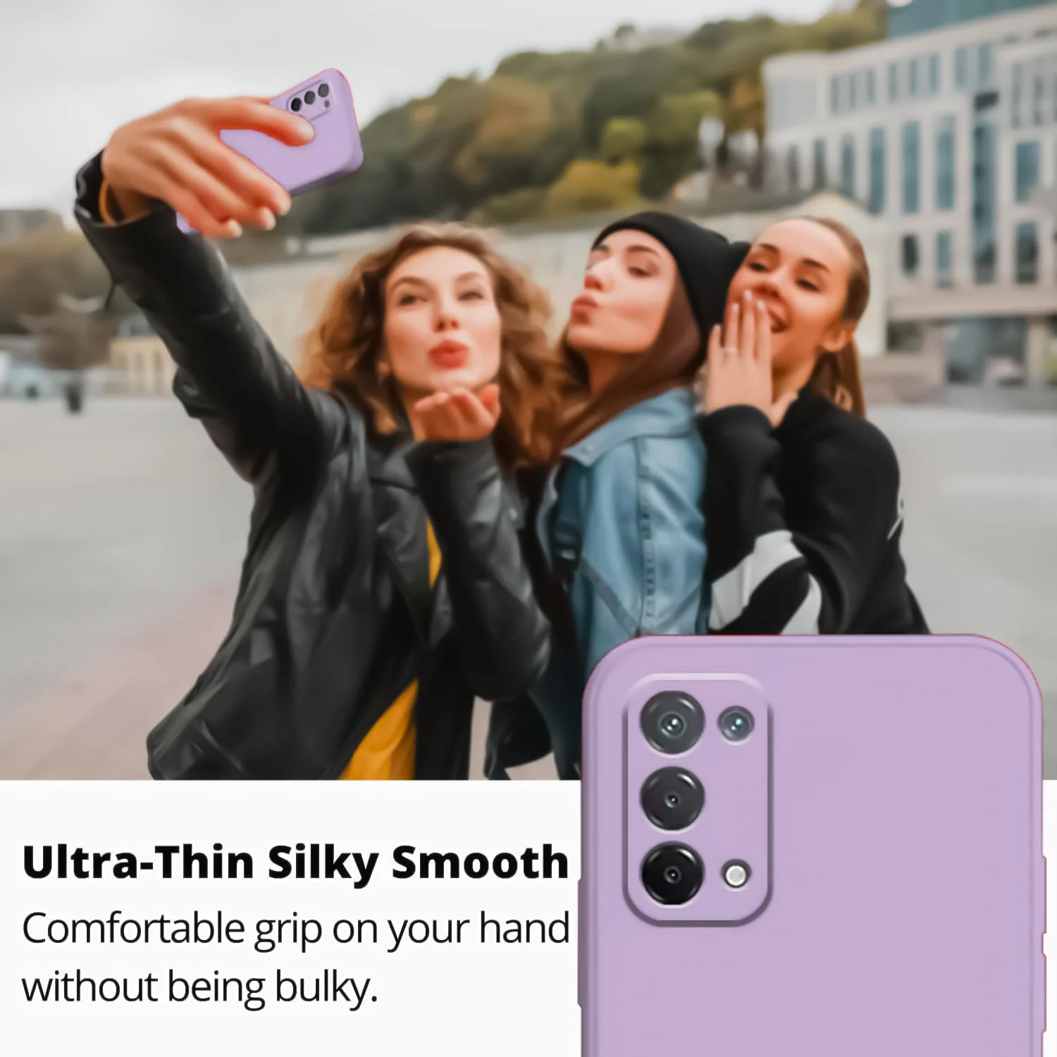 DL3 Mobilak Liquid Silicone Protective Case with Soft Microfiber Lining with Full Camera Protection for realme 7 Pro - Lavender