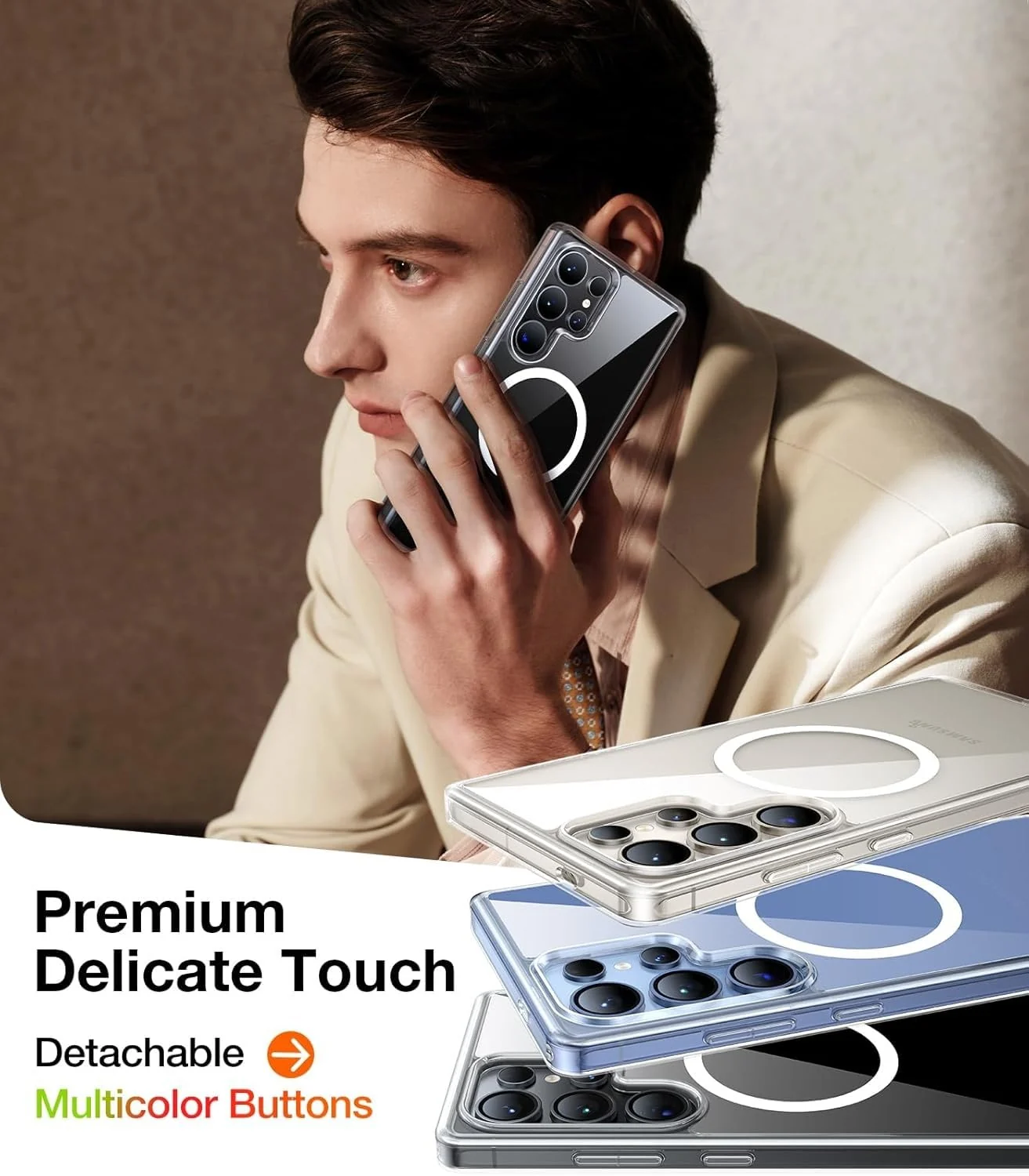 DL3 MOBILAK for Samsung Galaxy S25 Ultra Case Clear [Compatible with MagSafe] Slim Magnetic Clear Bumper Case