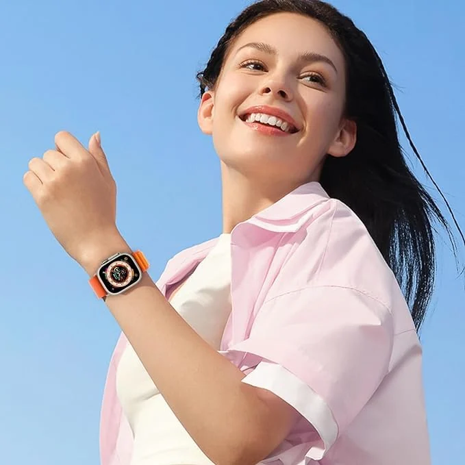 DL3 Mobilak Trail/Alpine Loop Nylon Band Compatible with Apple Watch Ultra 2/Ultra Band 49mm 45mm 44mm 42mm, Adjustable with Metal C-Hook Strap for iWatch Ultra Series 9/8/7/6/5/4/3/2/1/SE2/SE - White Black