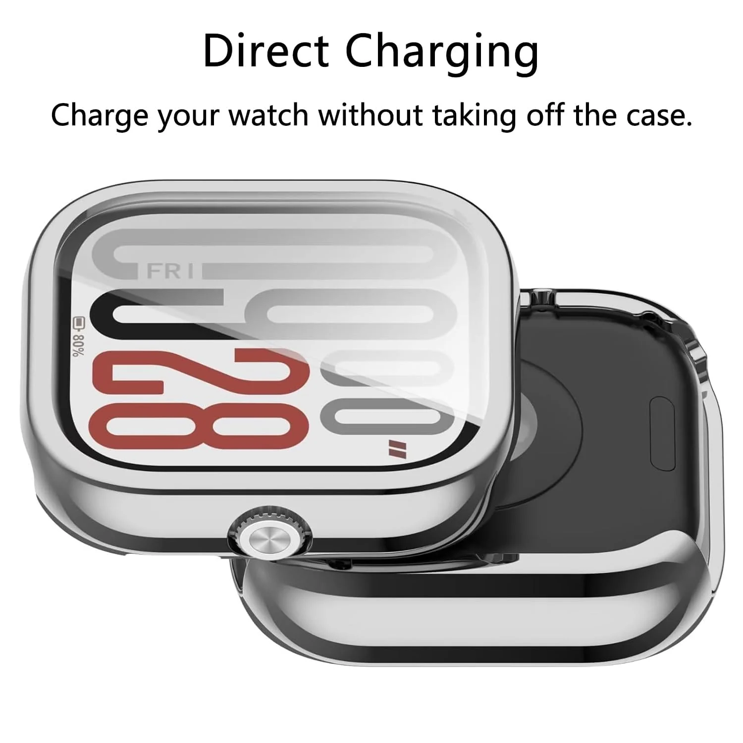 DL3 Mobilak Case Compatible with Xiaomi Redmi Watch 5 Case All-Around with Built-in Screen Protector Watch Soft TPU Shockproof Cover Slim Guard Thin Bumper Shell Protector For Redmi Watch5 - Silver