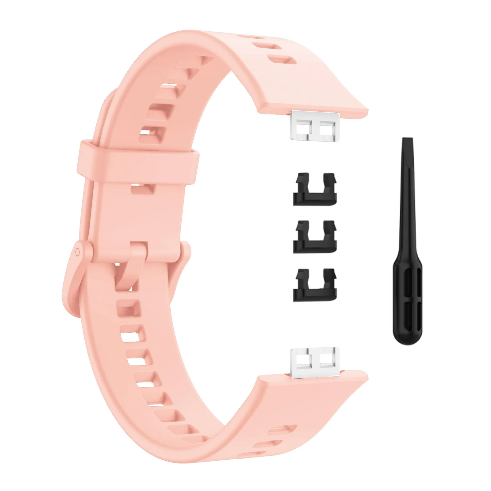 DL3 Mobilak Silicone Strap for Huawei Watch Fit, Soft Band Ultra-Light Waterproof Durable Adjustable Replacement Wristband - Light Pink