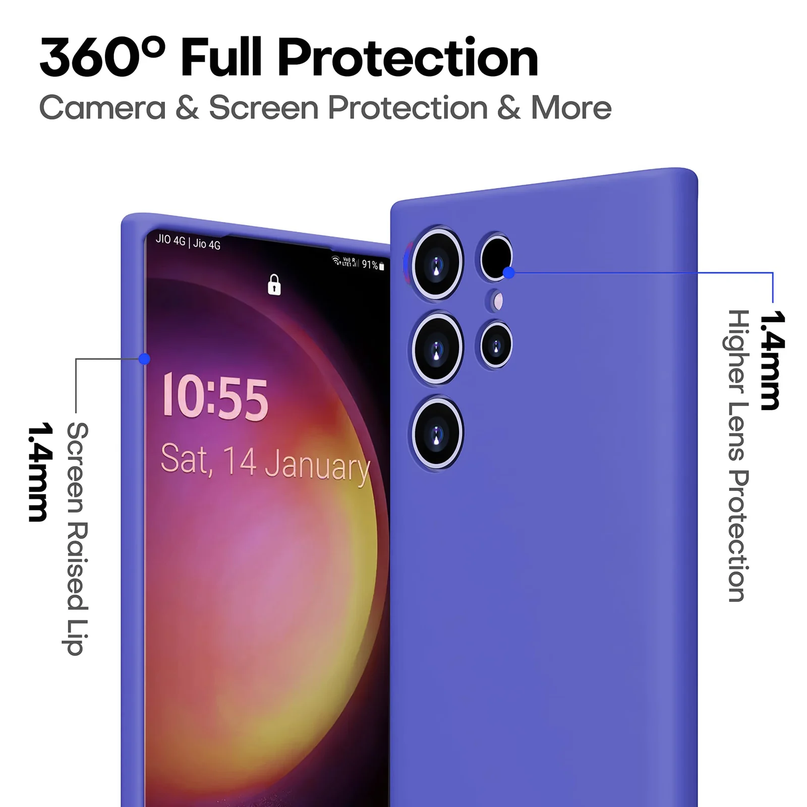 DL3 Mobilak Samsung Galaxy S22 Ultra 5G Case, Soft Flexible Silicone Gel Rubber Bumper Cover, Full Body Shockproof Protective Phone Case - Light Blue