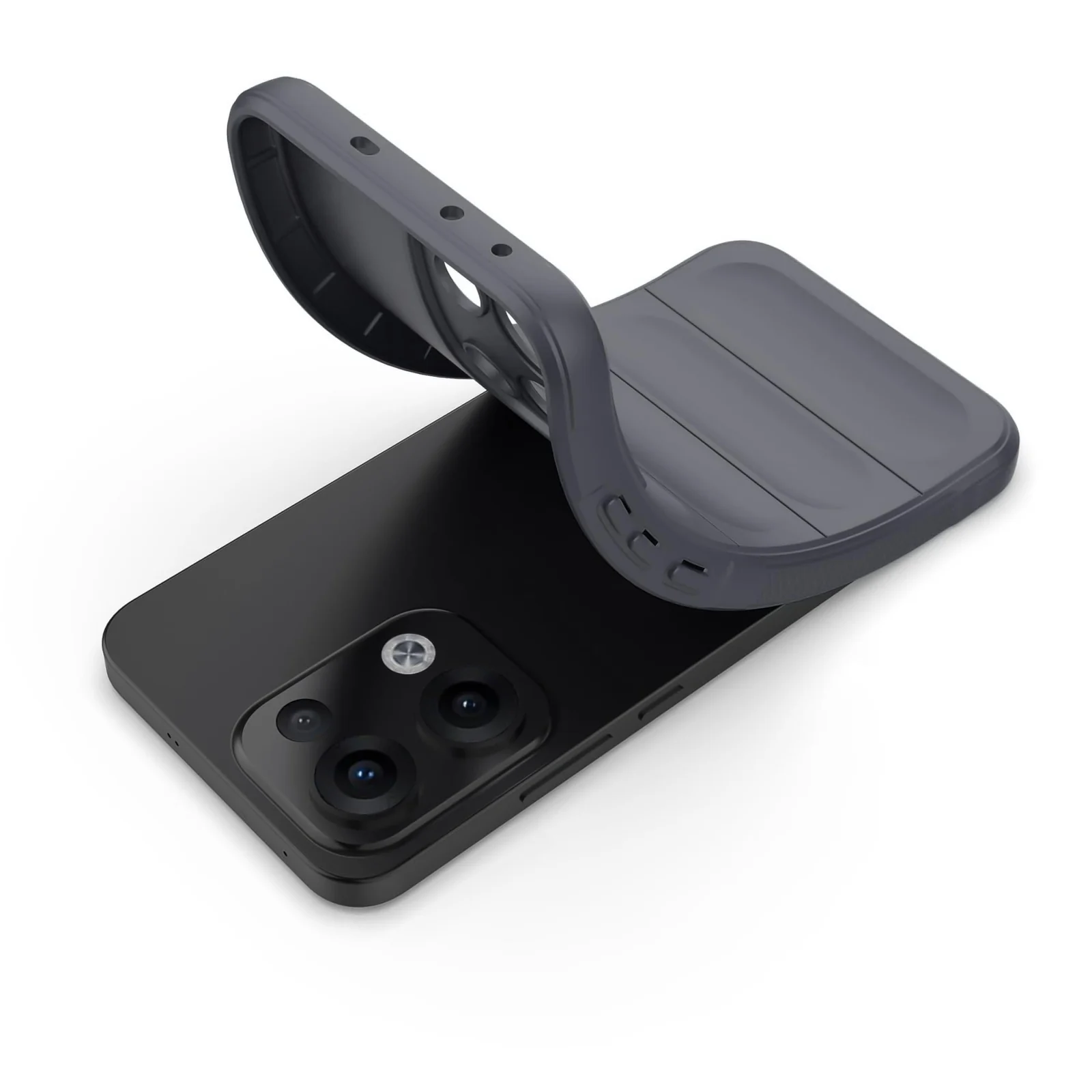 DL3 Mobilak Flexible Silicone and TPU Protective Case with Camera Protection for OPPO Reno 13 5G - Dark Gray